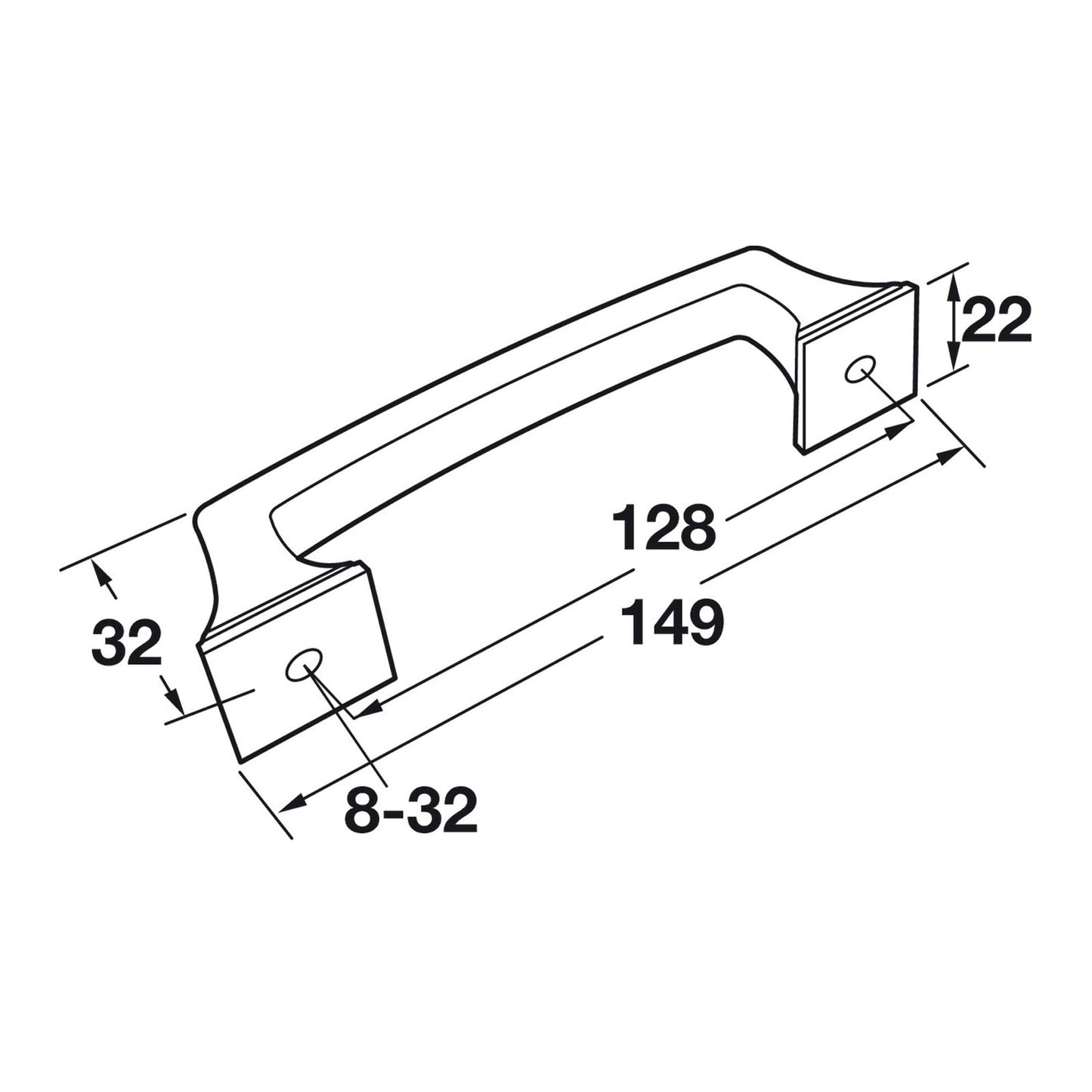 Hafele Amerock Mulholland Cabinet Handle Illustration