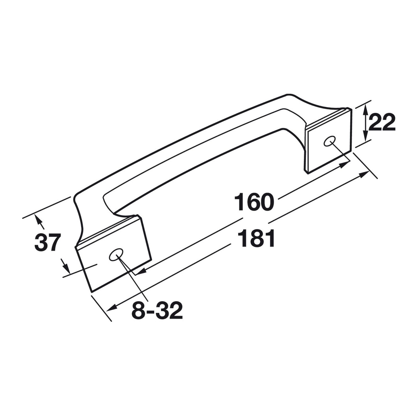 Hafele Amerock Mulholland Cabinet Handle Illustration