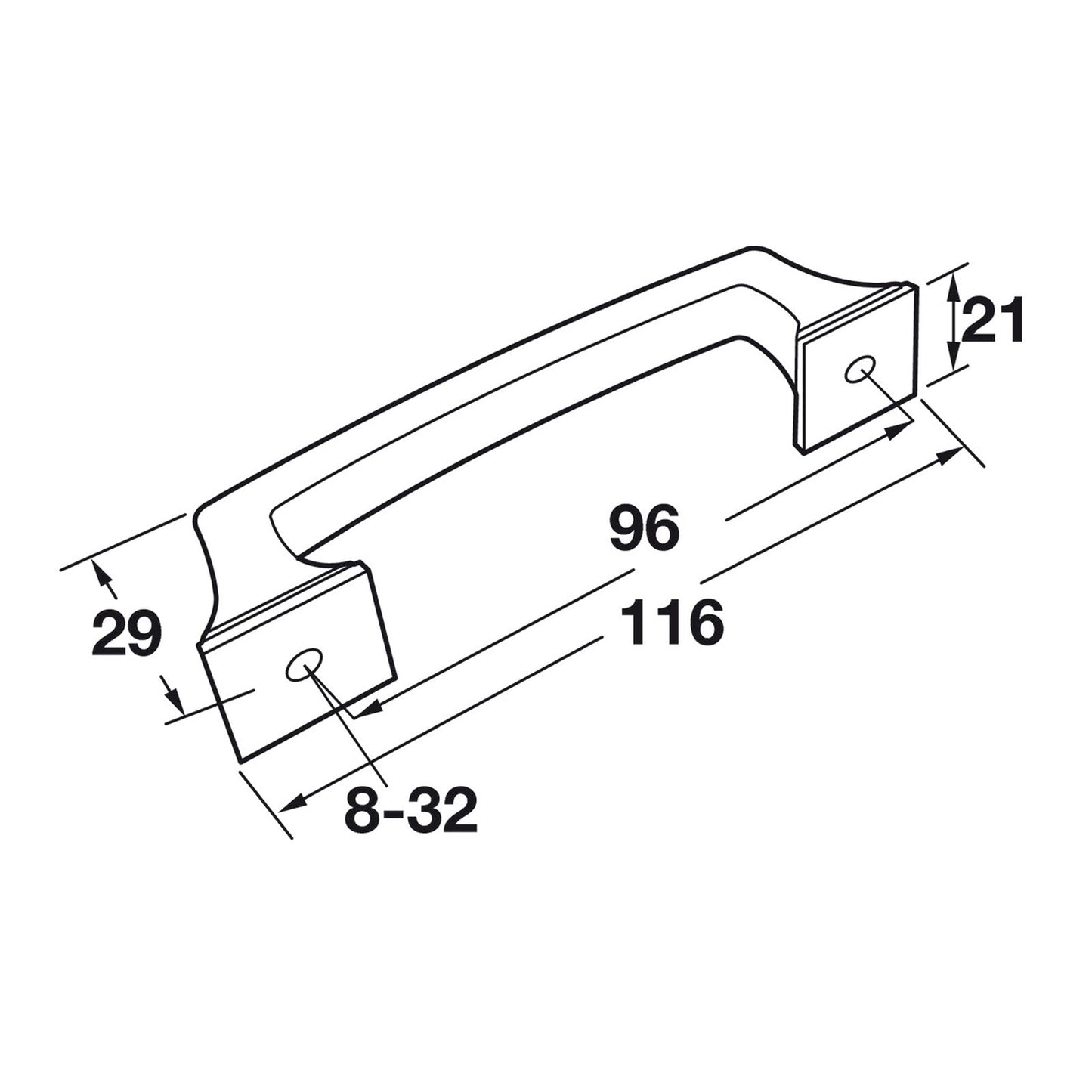 Hafele Amerock Mulholland Cabinet Handle Illustration