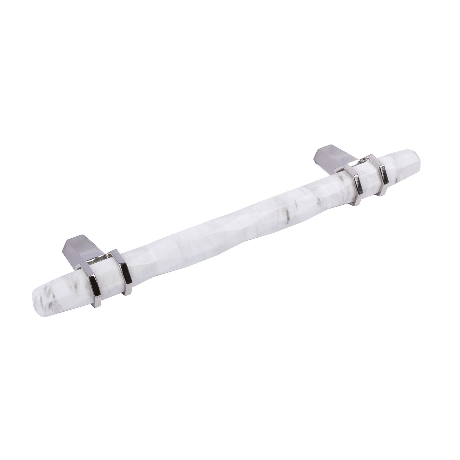 Hafele Amerock Carrione Cabinet Handle - Marbleized White/Polished Nickel