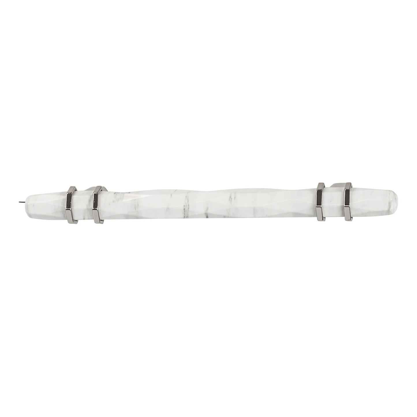 Hafele Amerock Carroine Cabinet Handle - Marbleized White/Polished Nickel