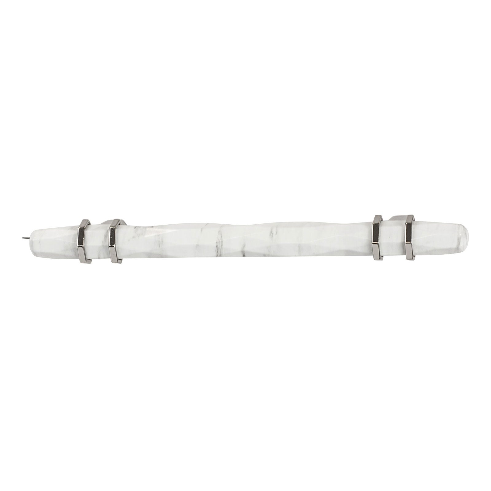 Hafele Amerock Carroine Cabinet Handle - Marbleized White/Polished Nickel