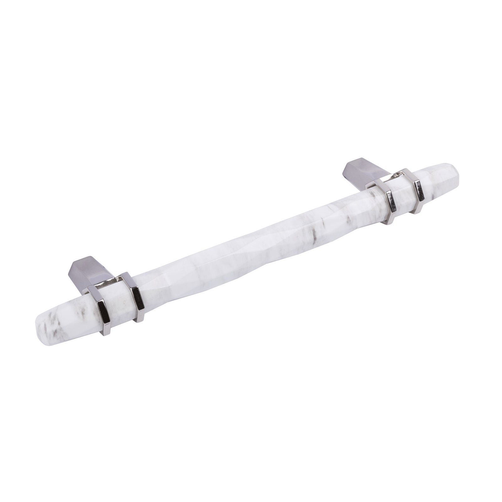 Hafele Amerock Carroine Cabinet Handle - Marbleized White/Polished Nickel