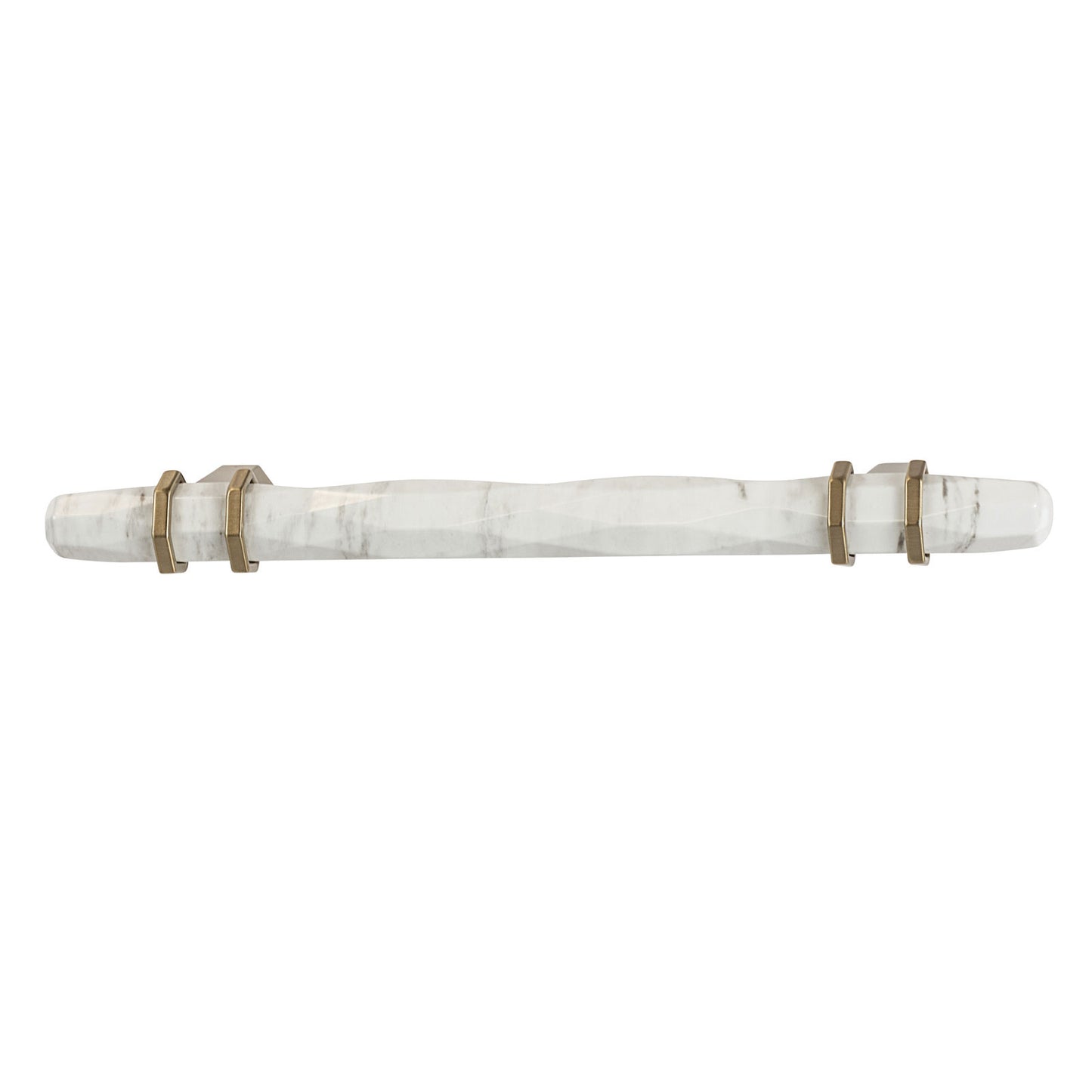 Hafele Amerock Carroine Cabinet Handle - Marbleized White/Gold Champagne