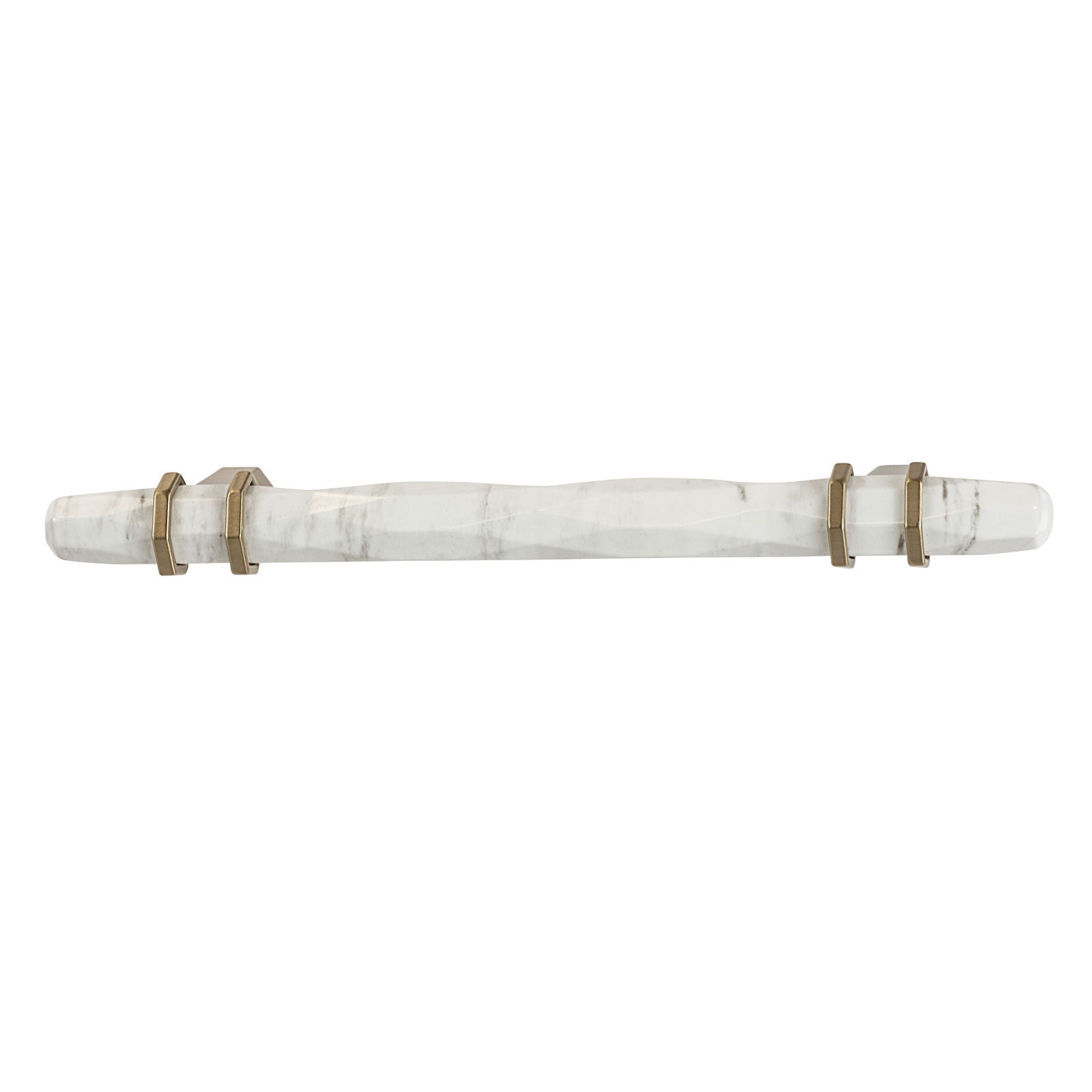 Hafele Amerock Carroine Cabinet Handle - Marbleized White/Gold Champagne 