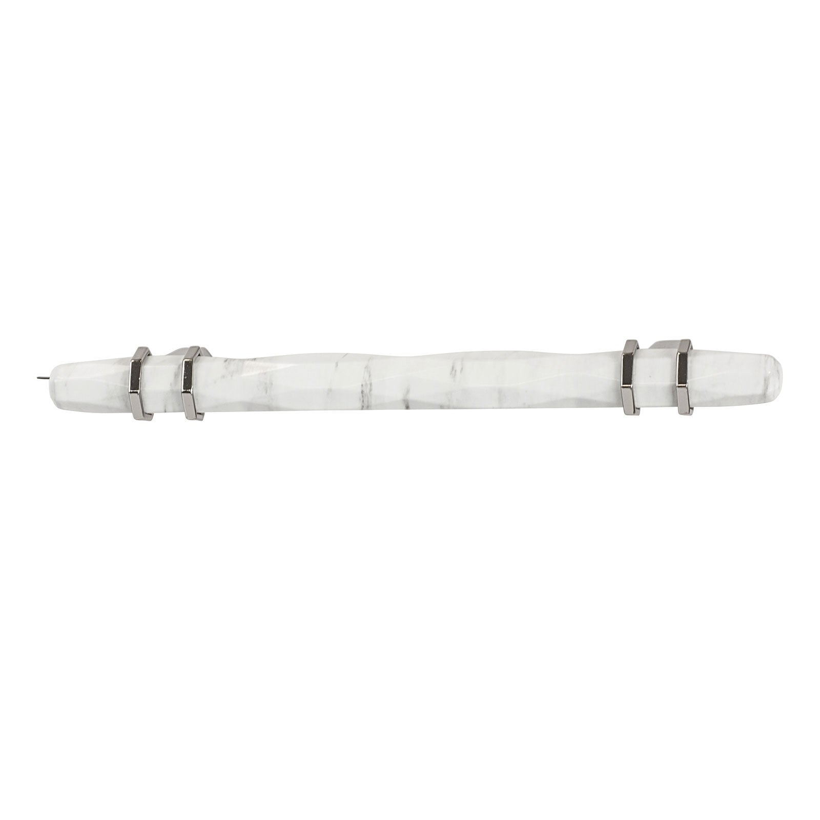 Hafele Amerock Carroine Cabinet Handle - Marbleized White/Polished Nickel