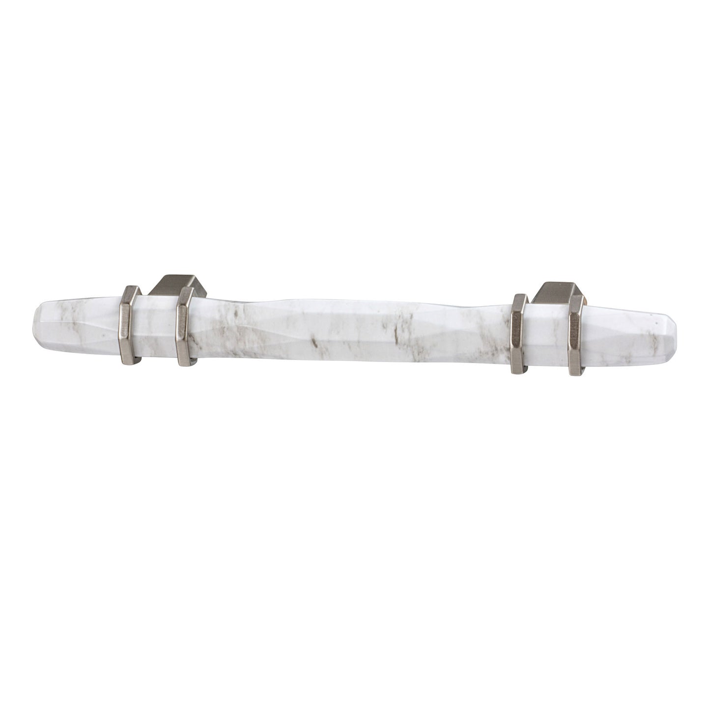 Hafele Amerock Carroine Cabinet Handle - Marbleized White/Satin Nickel 