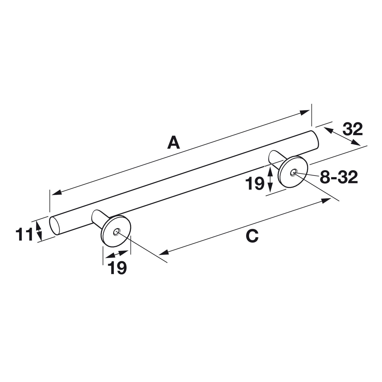 Hafele Amerock Radius Cabinet Handle Illustration