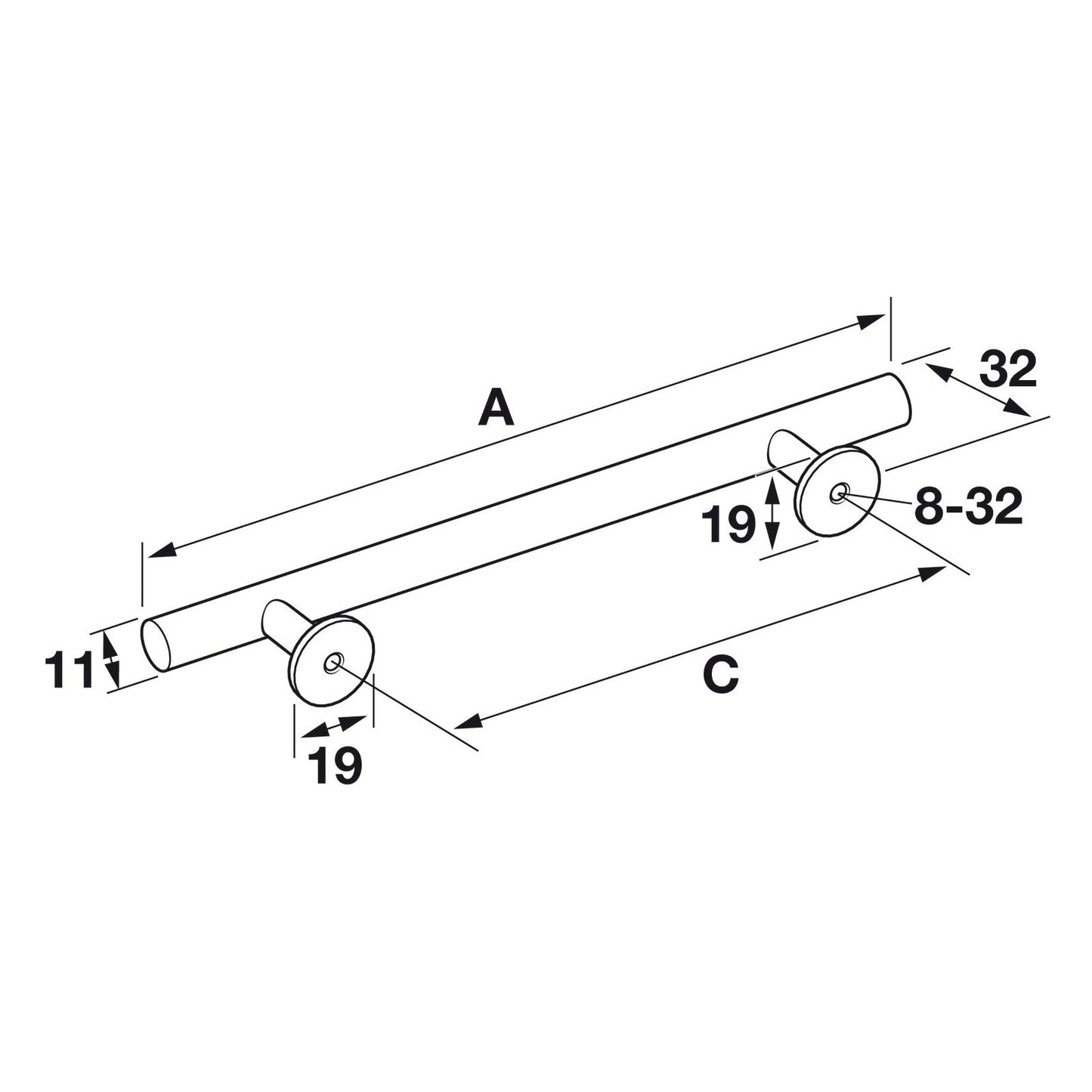 Hafele Amerock Radius Cabinet Handle Illustration