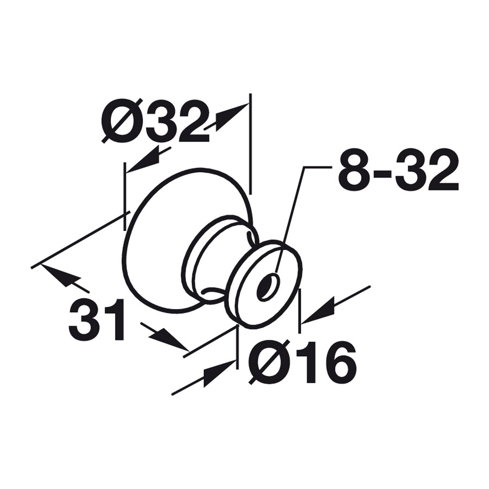 Hafele Hollow Collection Cabinet Knob - Illustration