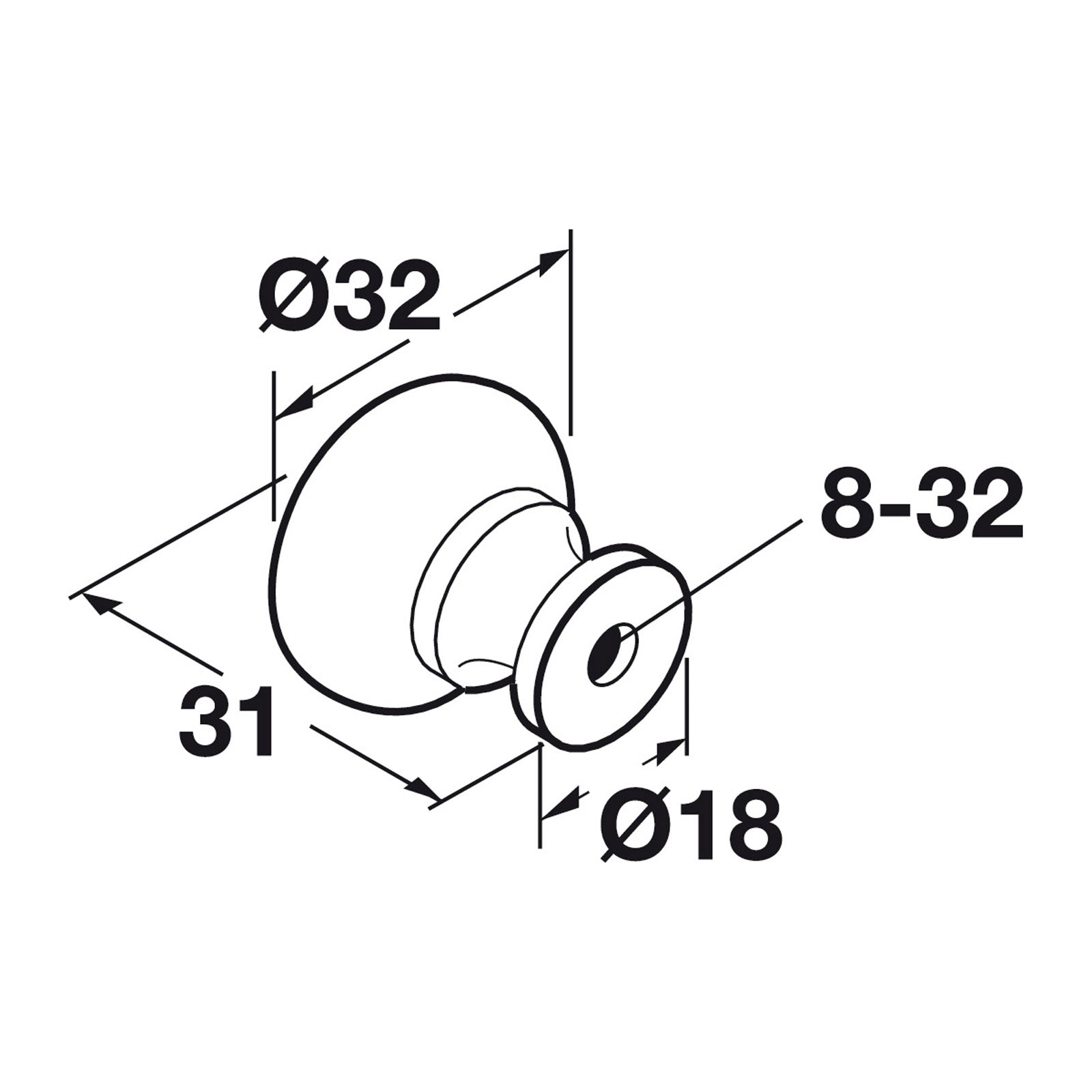 Hafele Contemporary Cabinet Knob - Illustration