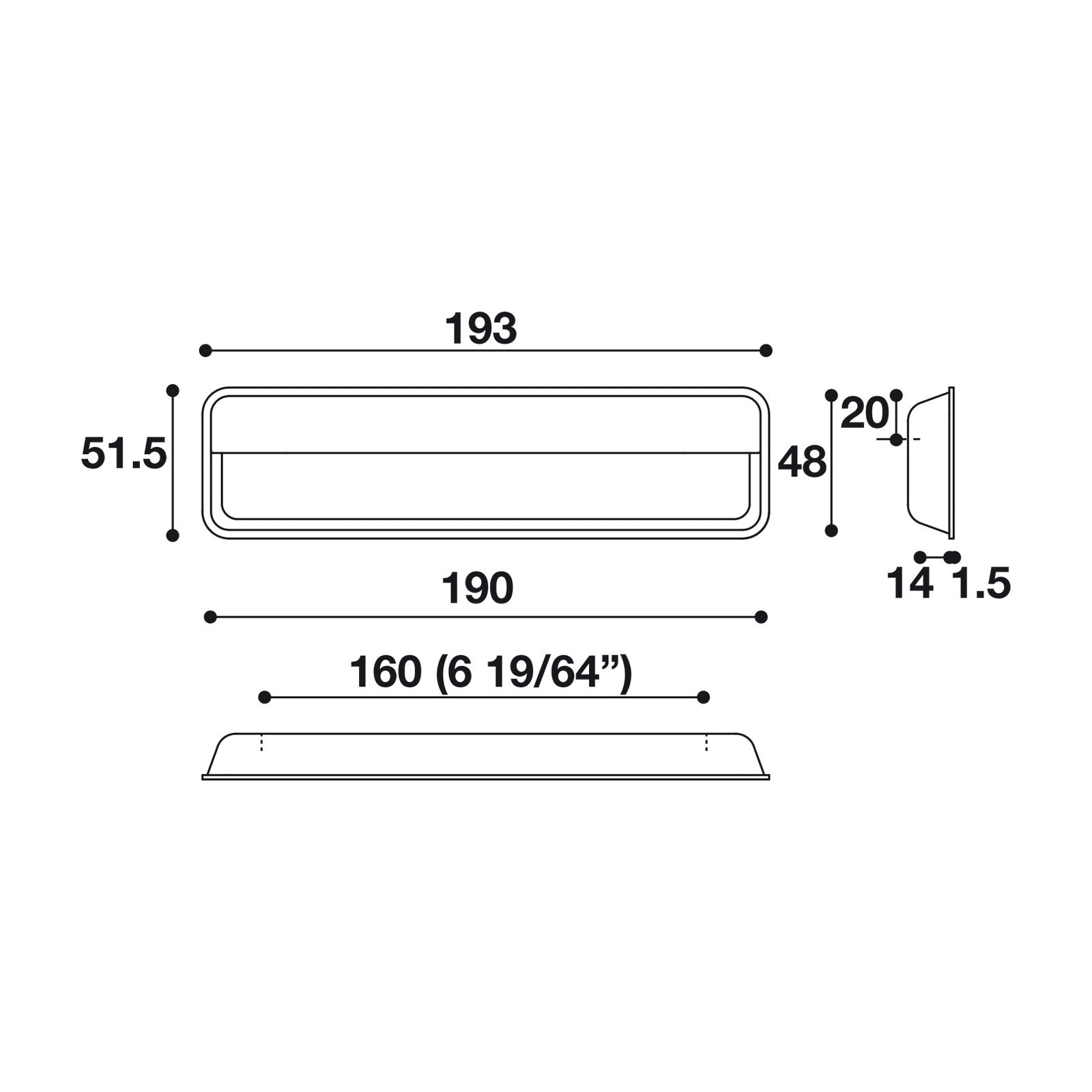 Hafele Lago di Como Inset Handle - Illustration