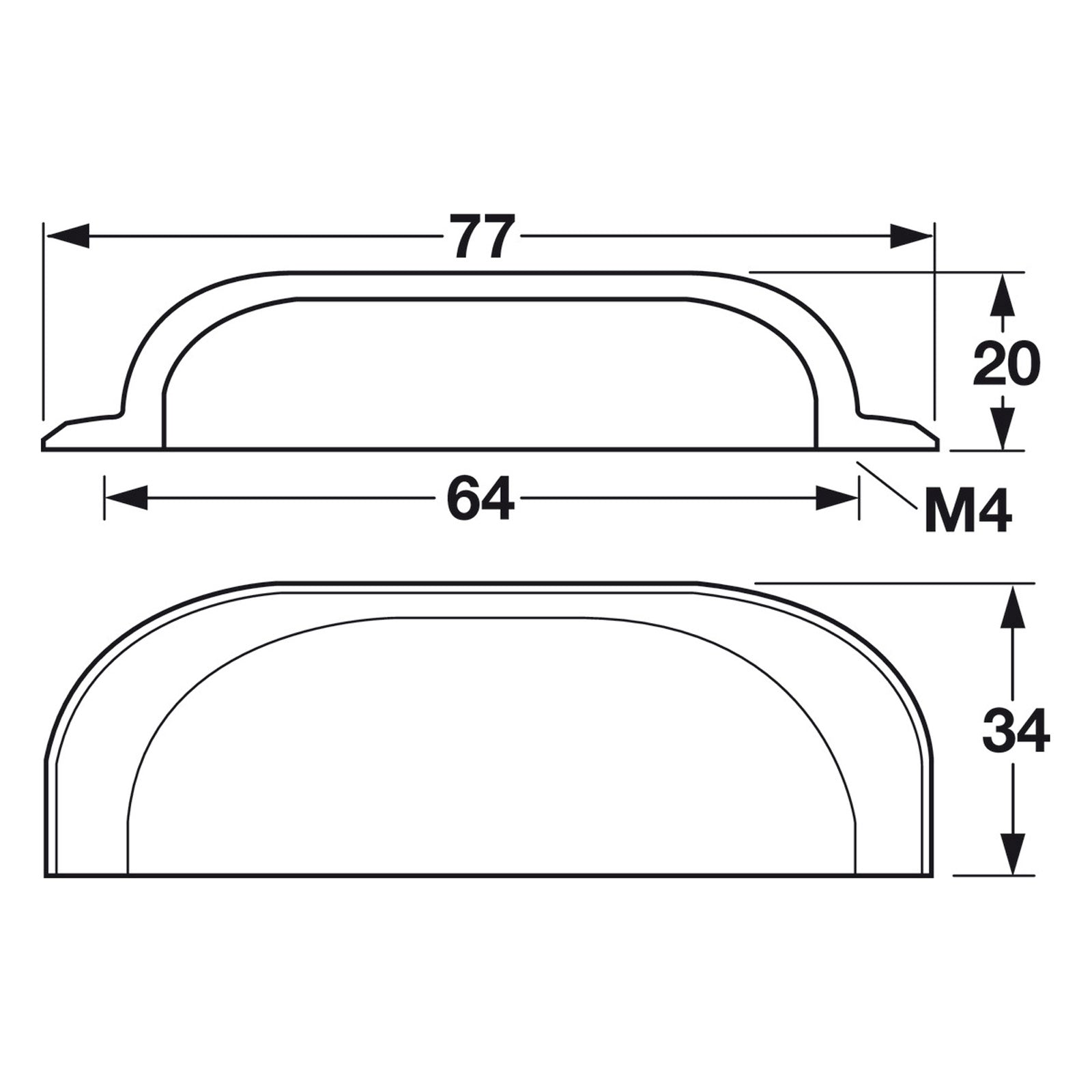 Hafele Mulberry Collection Cabinet Cup Handle - Illustration