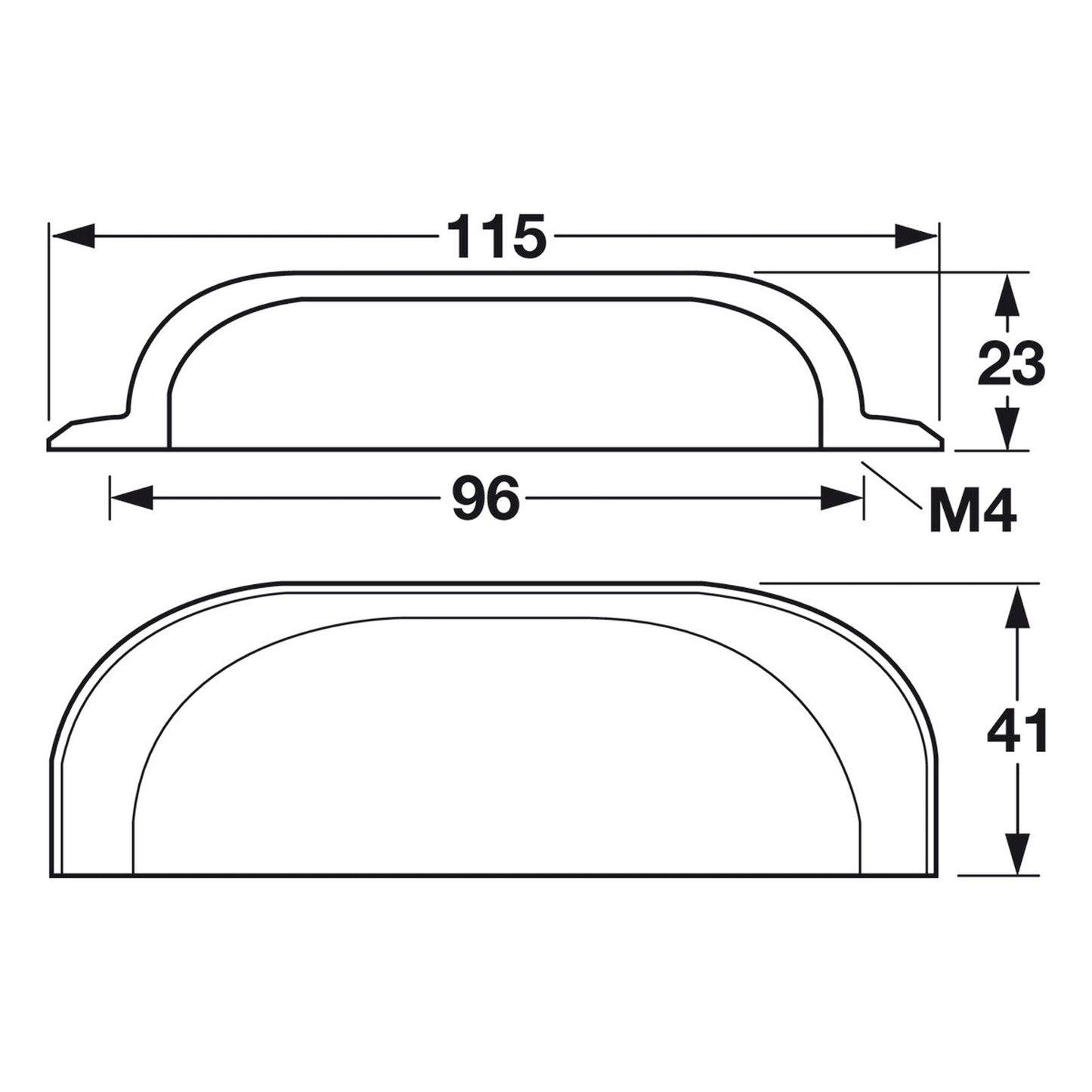 Hafele Mulberry Collection Cabinet Cup Handle - Illustration