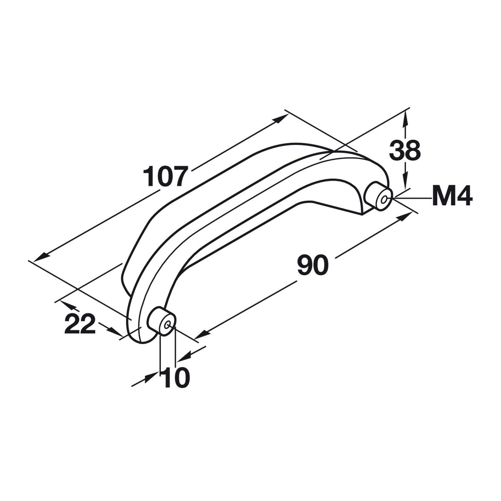 Hafele Arcadian Cabinet Cup Handle Illustration