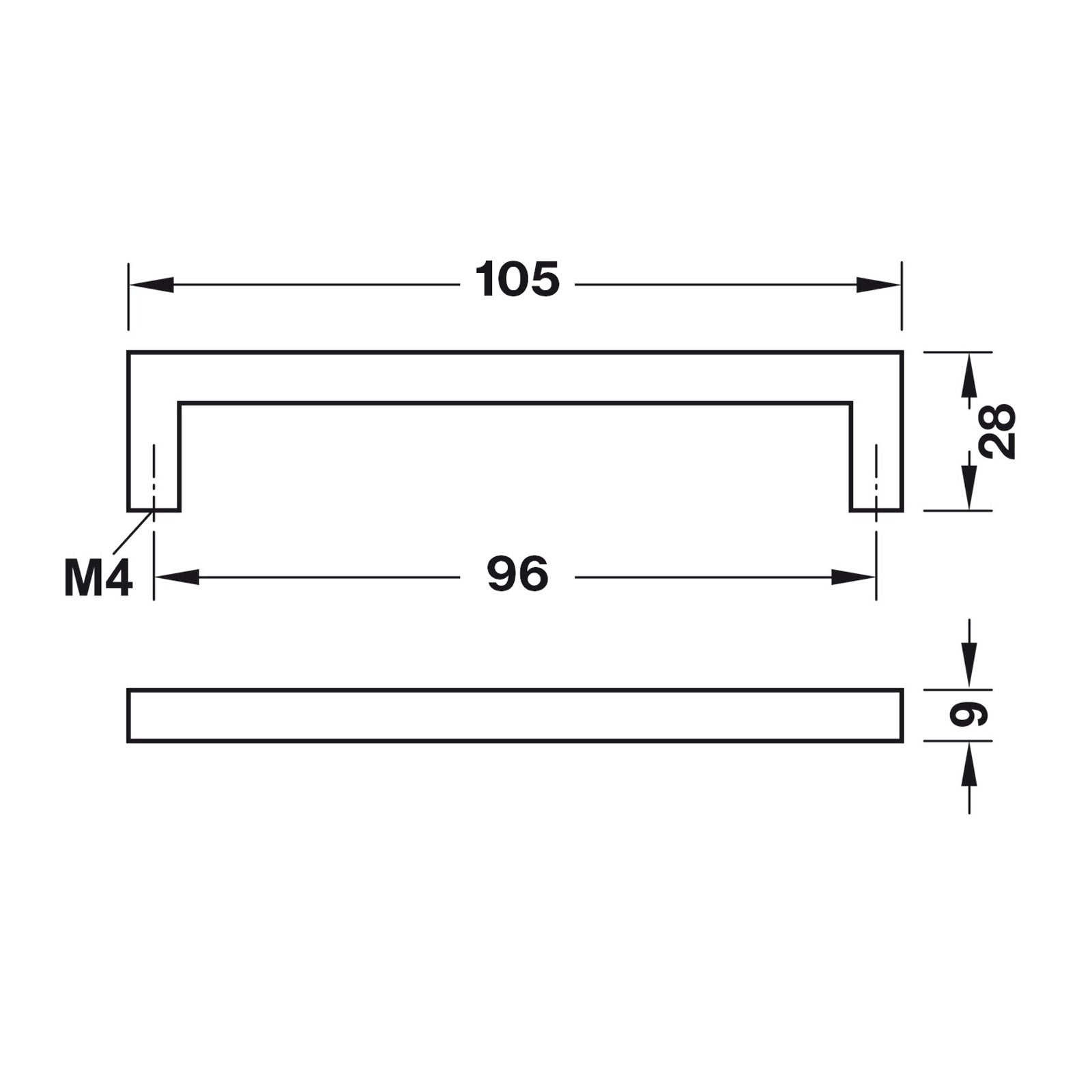 Hafele Vogue Cabinet Handle - Illustration