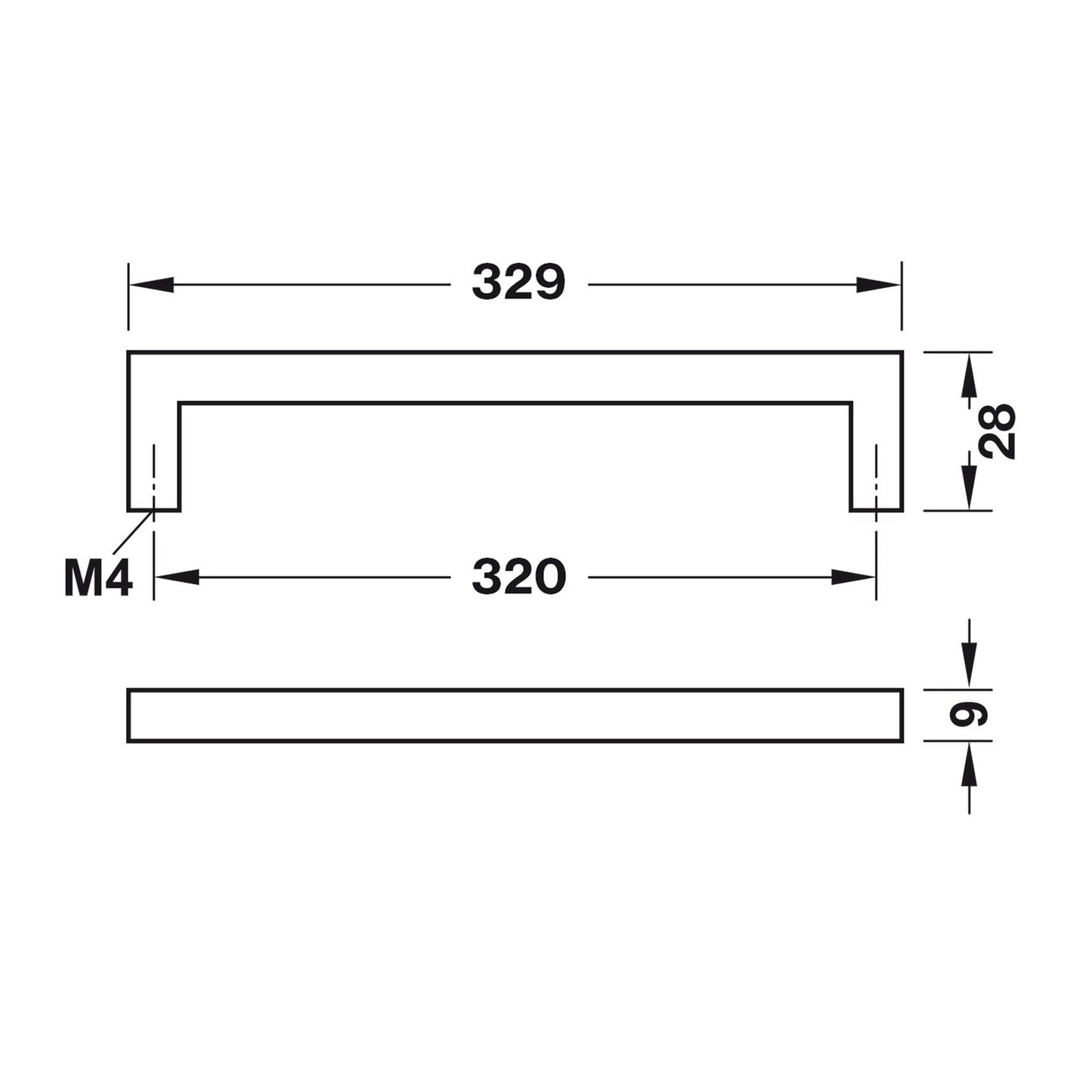 Hafele Vogue Cabinet Handle - Illustration