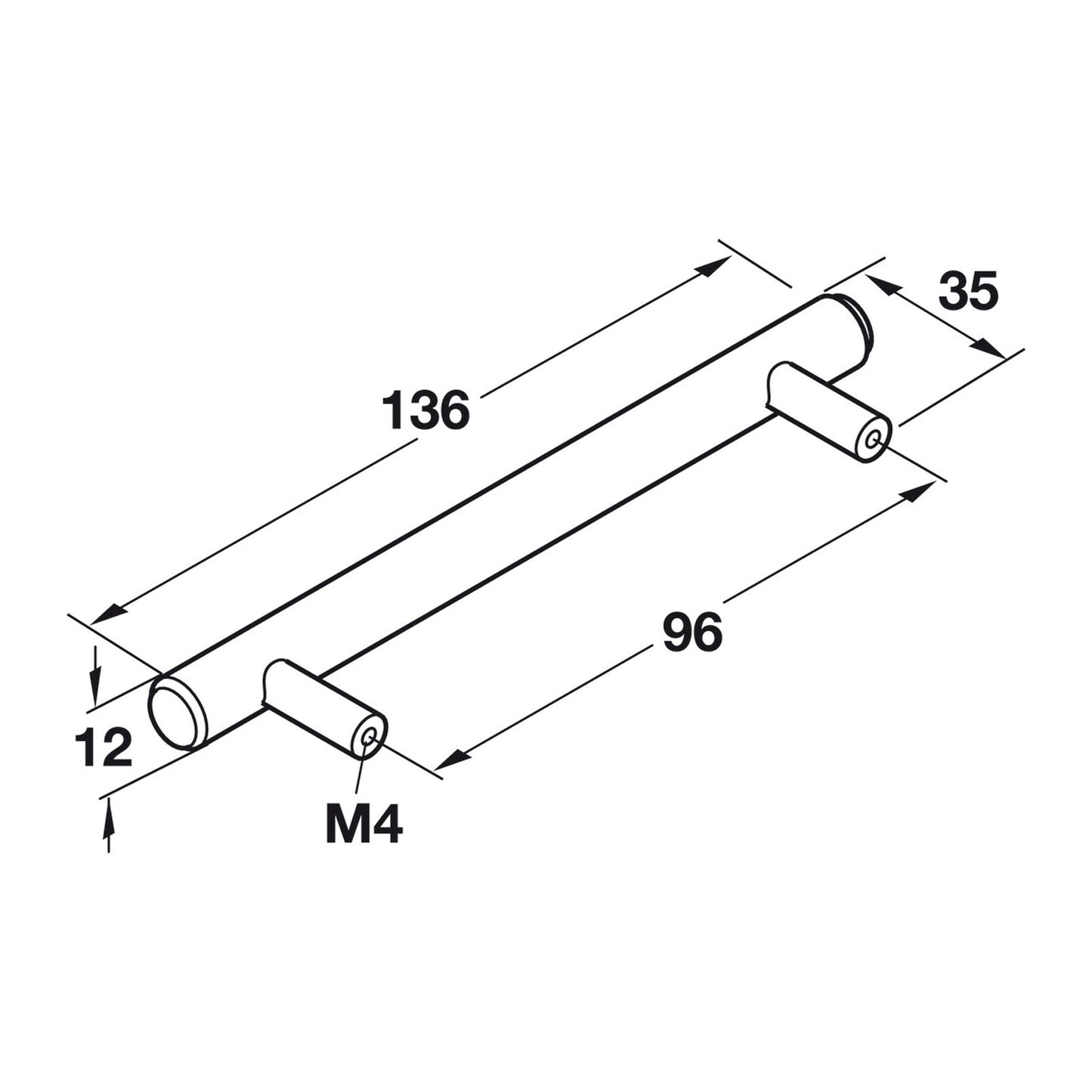 Hafele Elemental Bar Pull Illustration