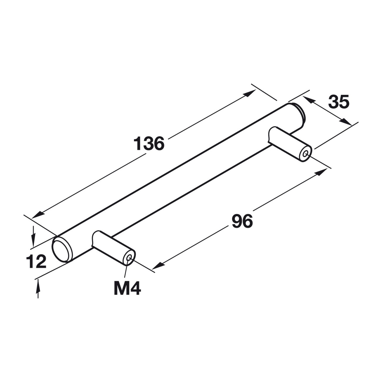 Hafele Elemental Bar Pull Illustration