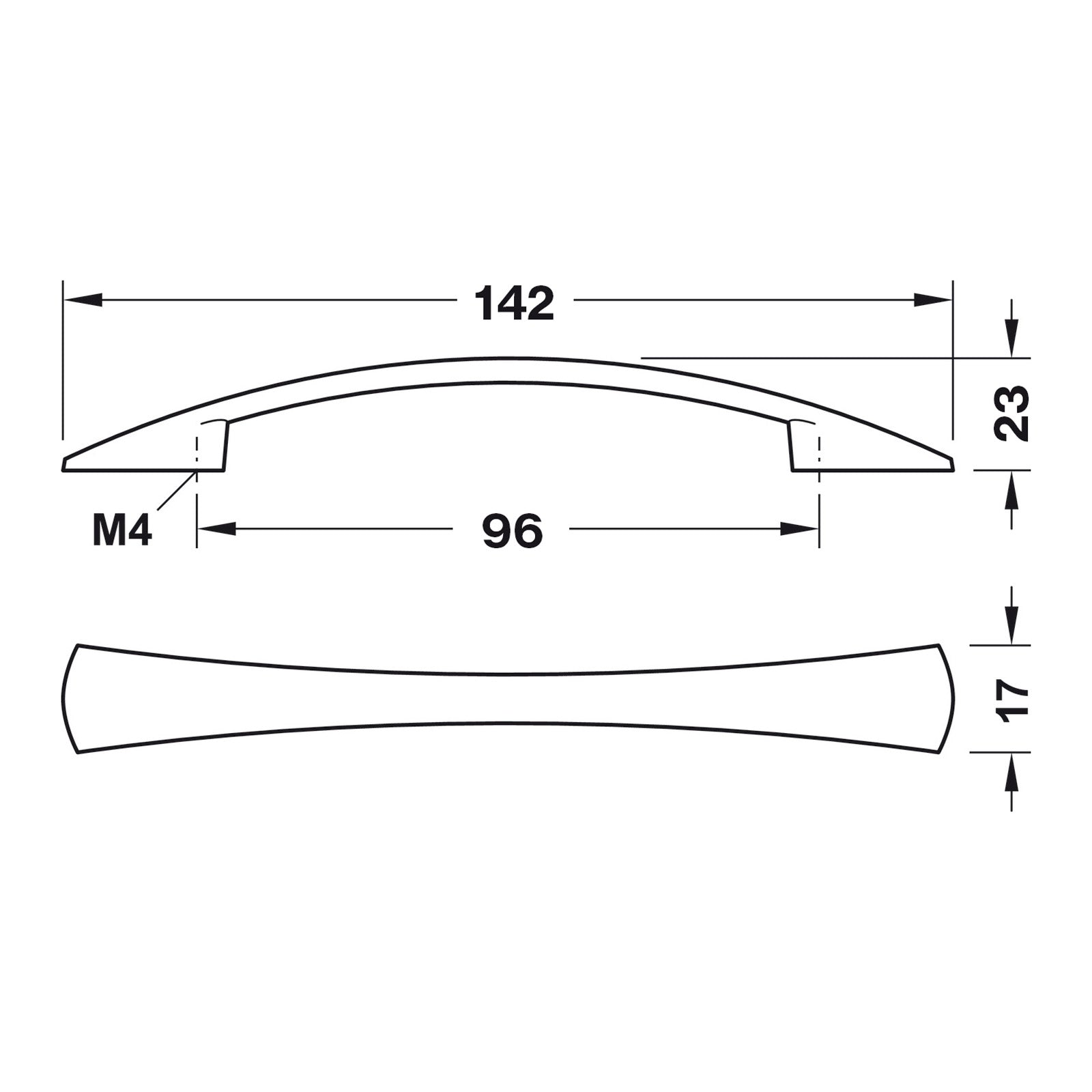 Hafele Showcase Contemporary Cabinet Handle - Illustration