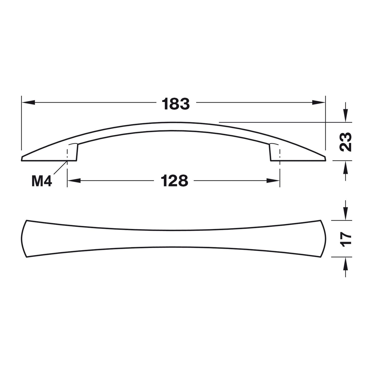 Hafele Showcase Contemporary Cabinet Handle - Illustration