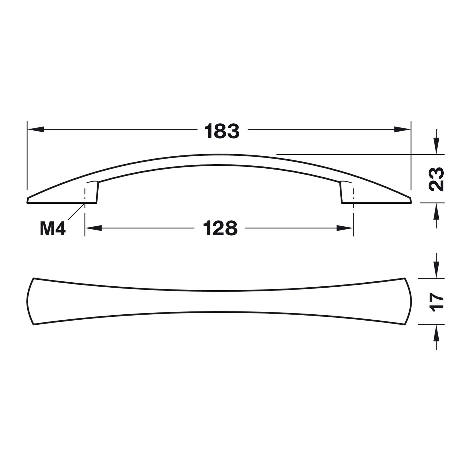 Hafele Showcase Contemporary Cabinet Handle - Illustration