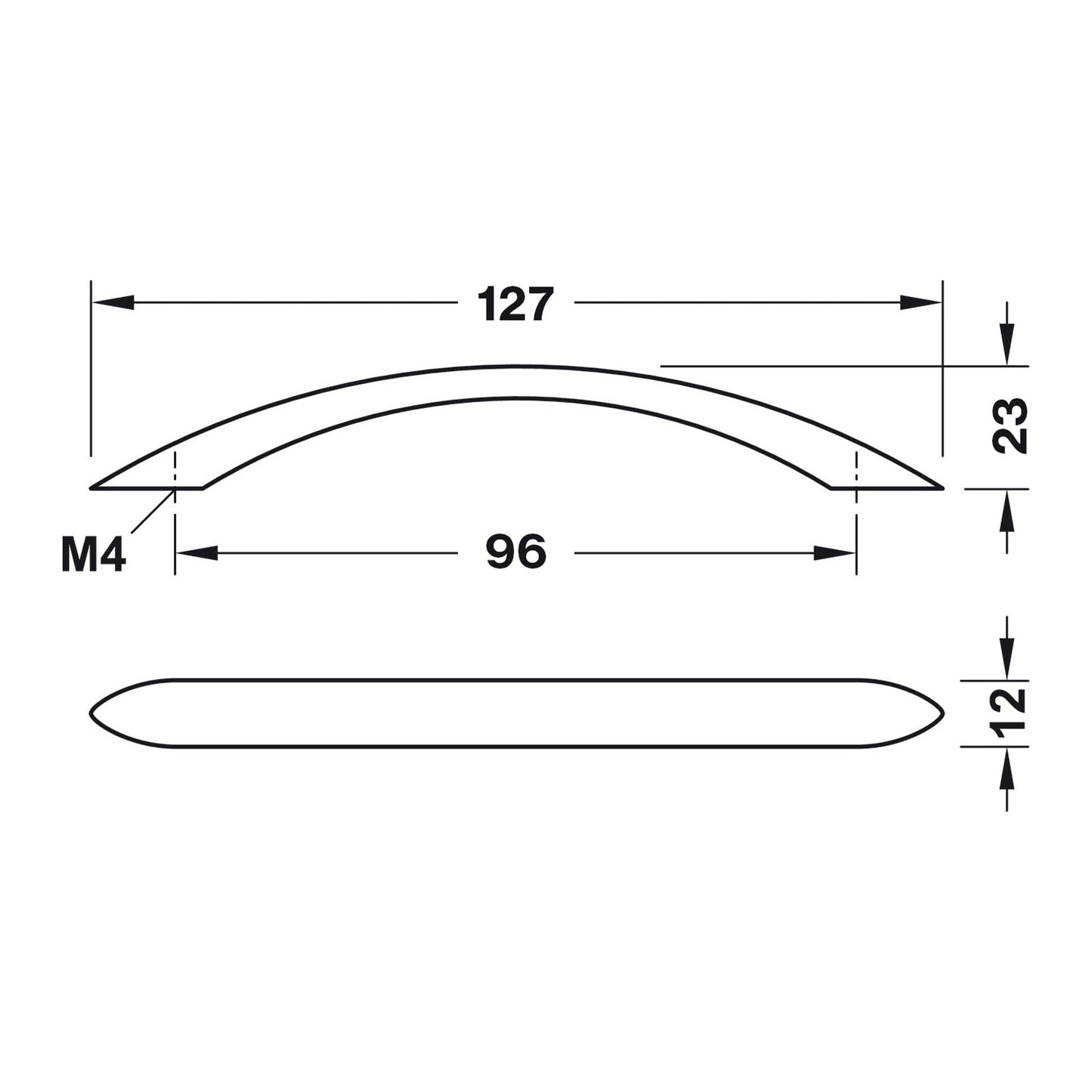 Hafele Showcase Contemporary Cabinet Handle - Illustration