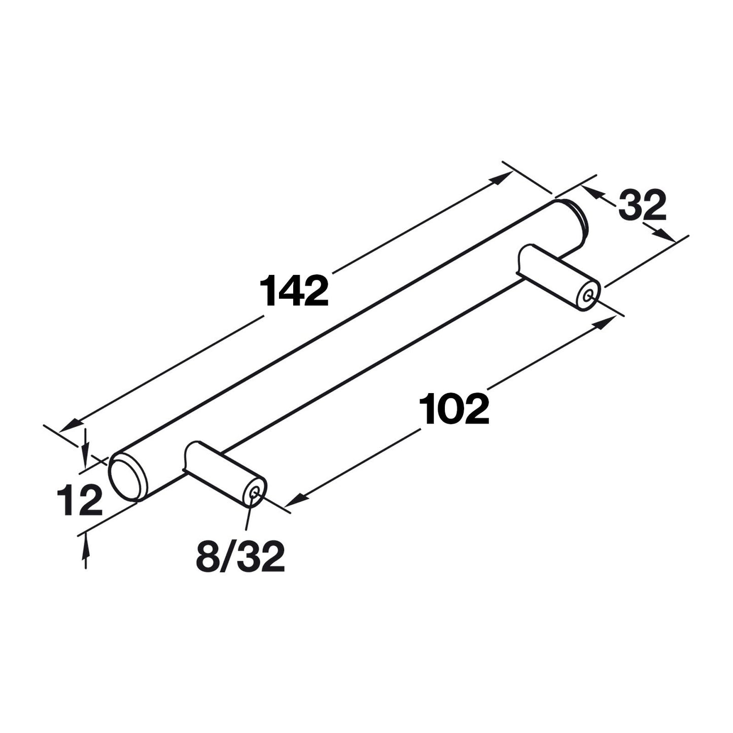 Hafele Cosmopolitan Bar Pull - Matte Chrome - 4" (102mm)