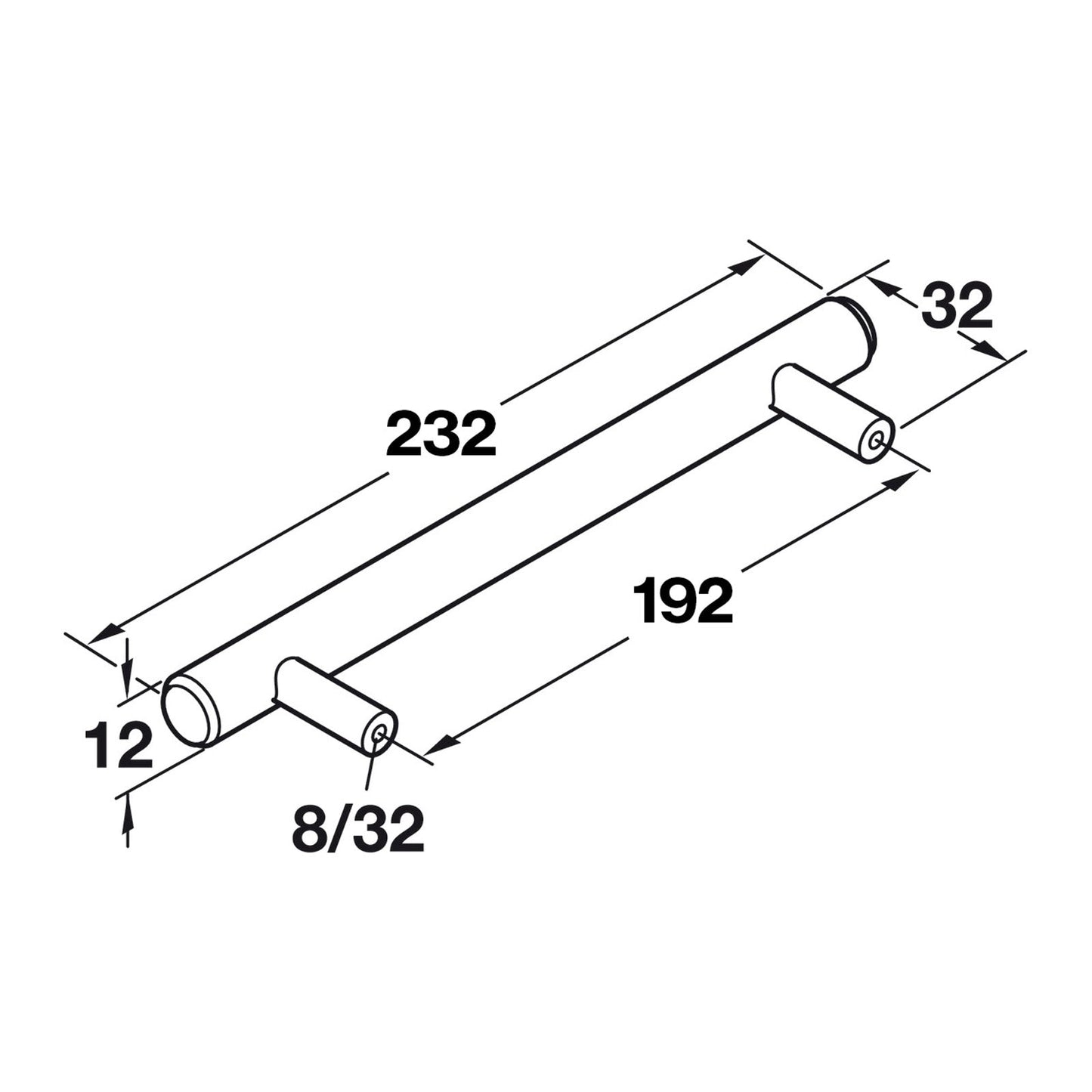 Hafele Cosmopolitan Bar Pull - Illustration 