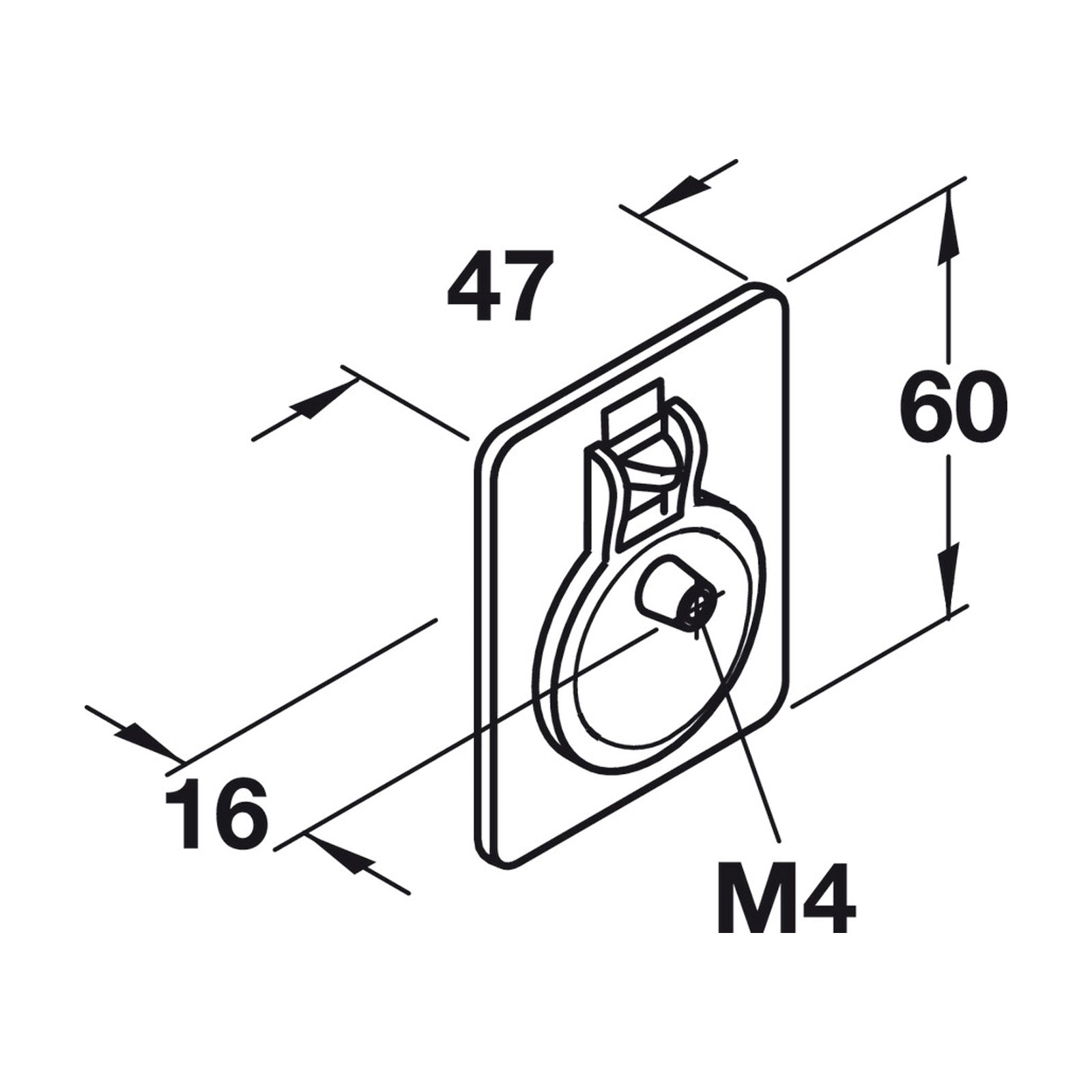 Hafele Campaign Inset Ring Cabinet Handle - Illustration