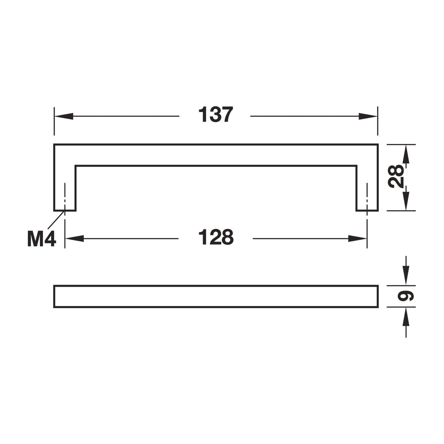 Hafele Vogue Cabinet Handle - Illustration