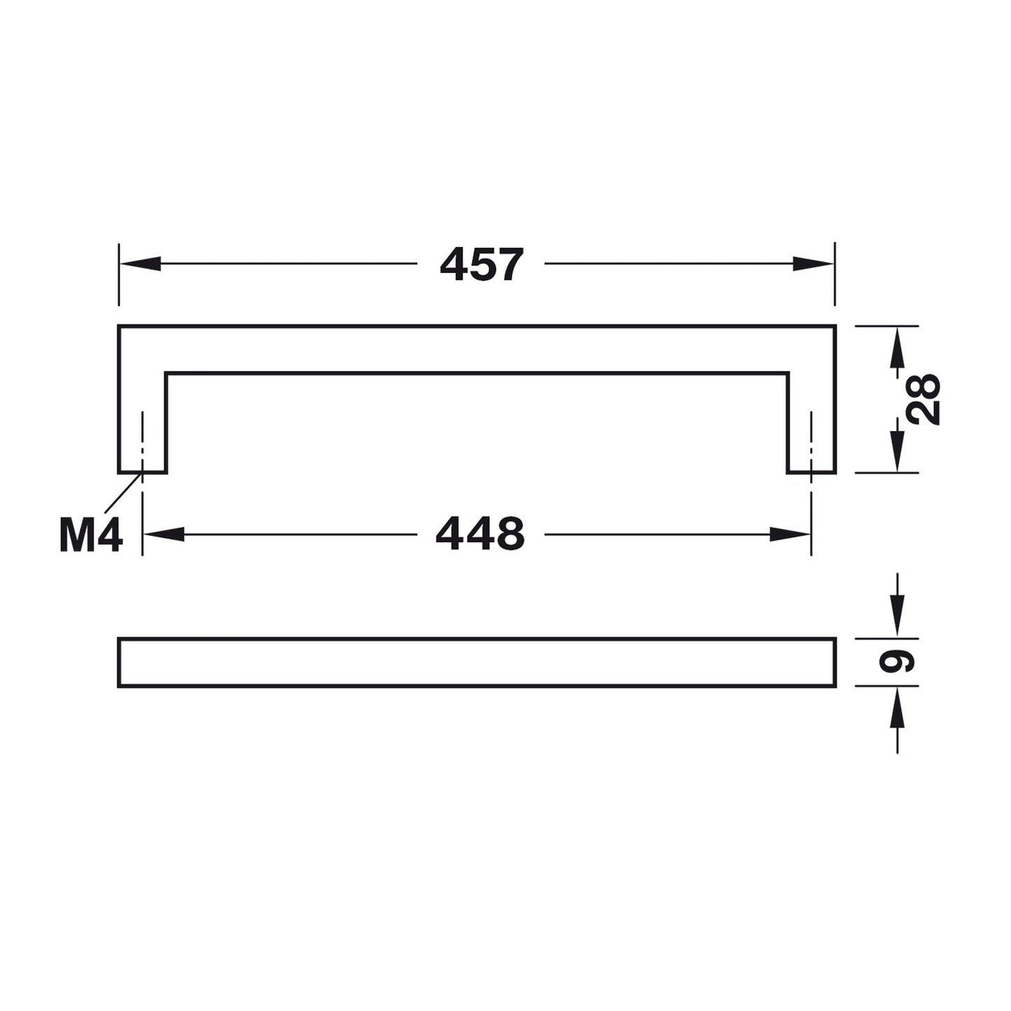 Hafele Vogue Cabinet Handle - Illustration