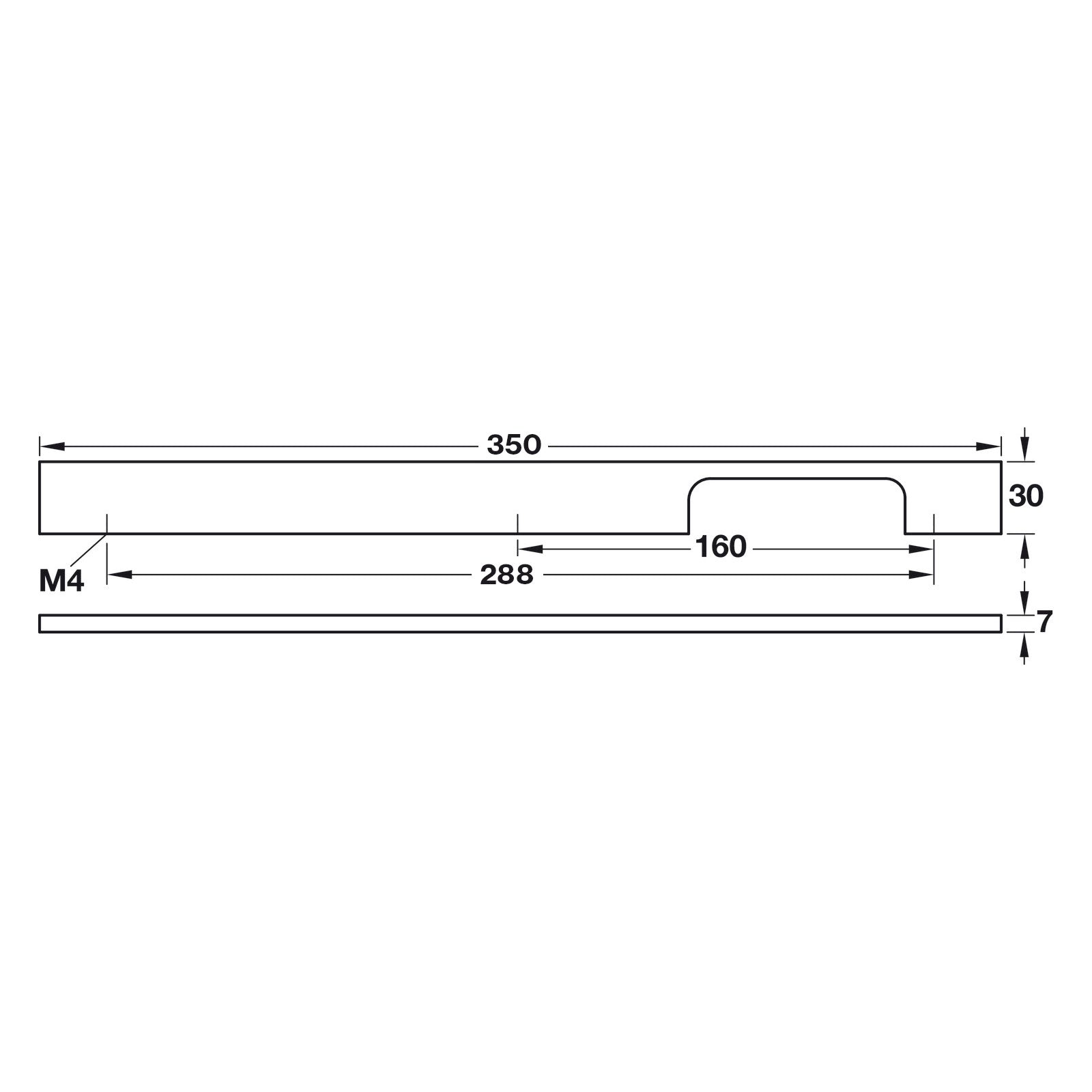 Hafele Neoteric Collection Asymmetrical Cabinet Handle - Illustration