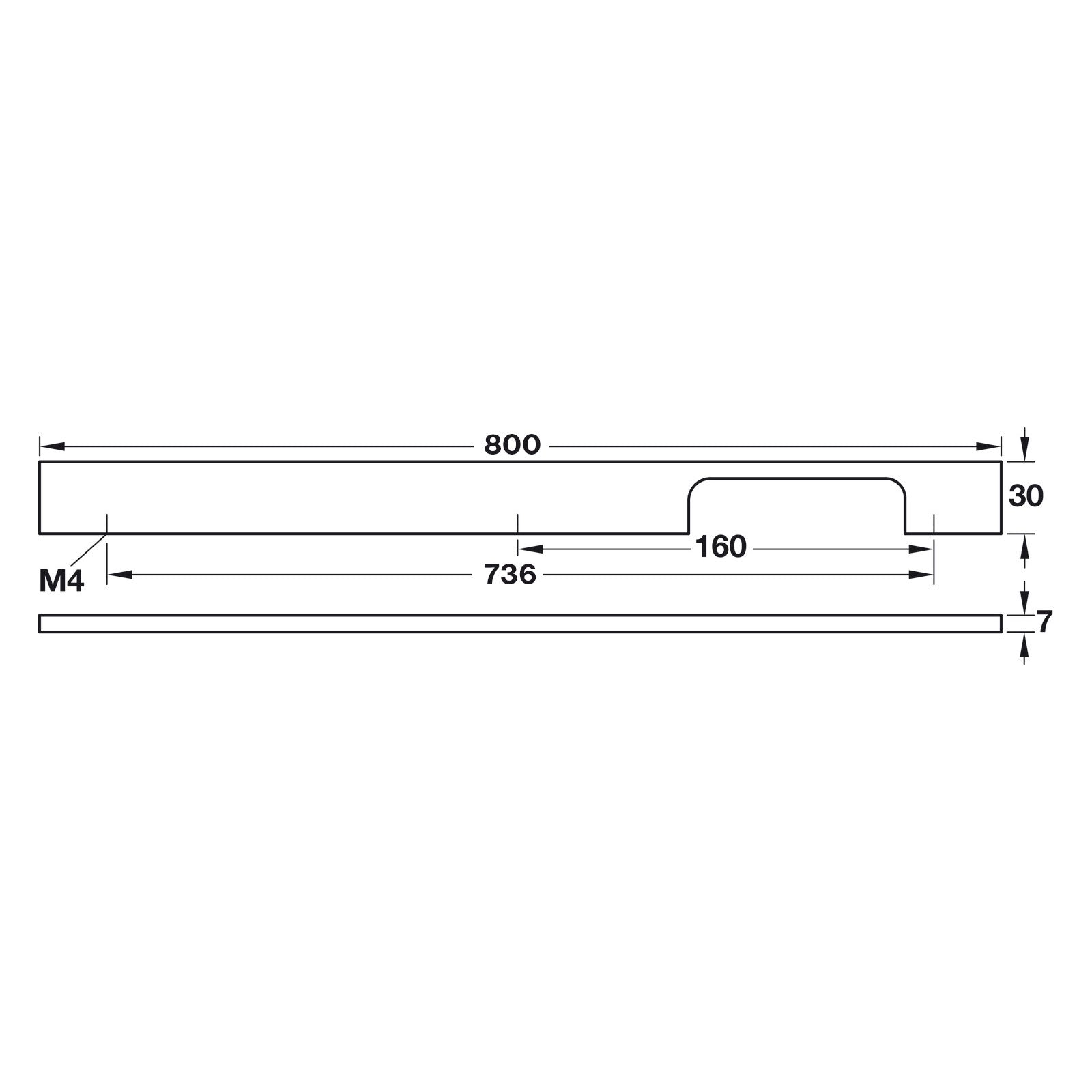 Hafele Neoteric Collection Asymmetrical Cabinet Handle - Illustration