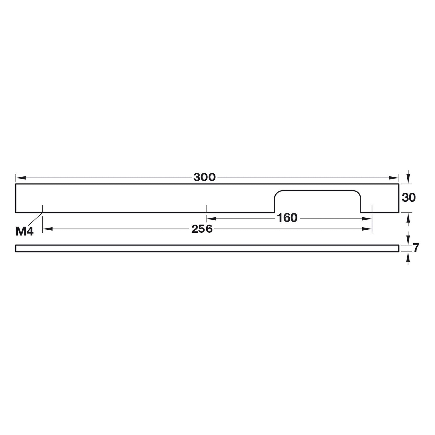 Hafele Neoteric Collection Asymmetrical Cabinet Handle - Illustration