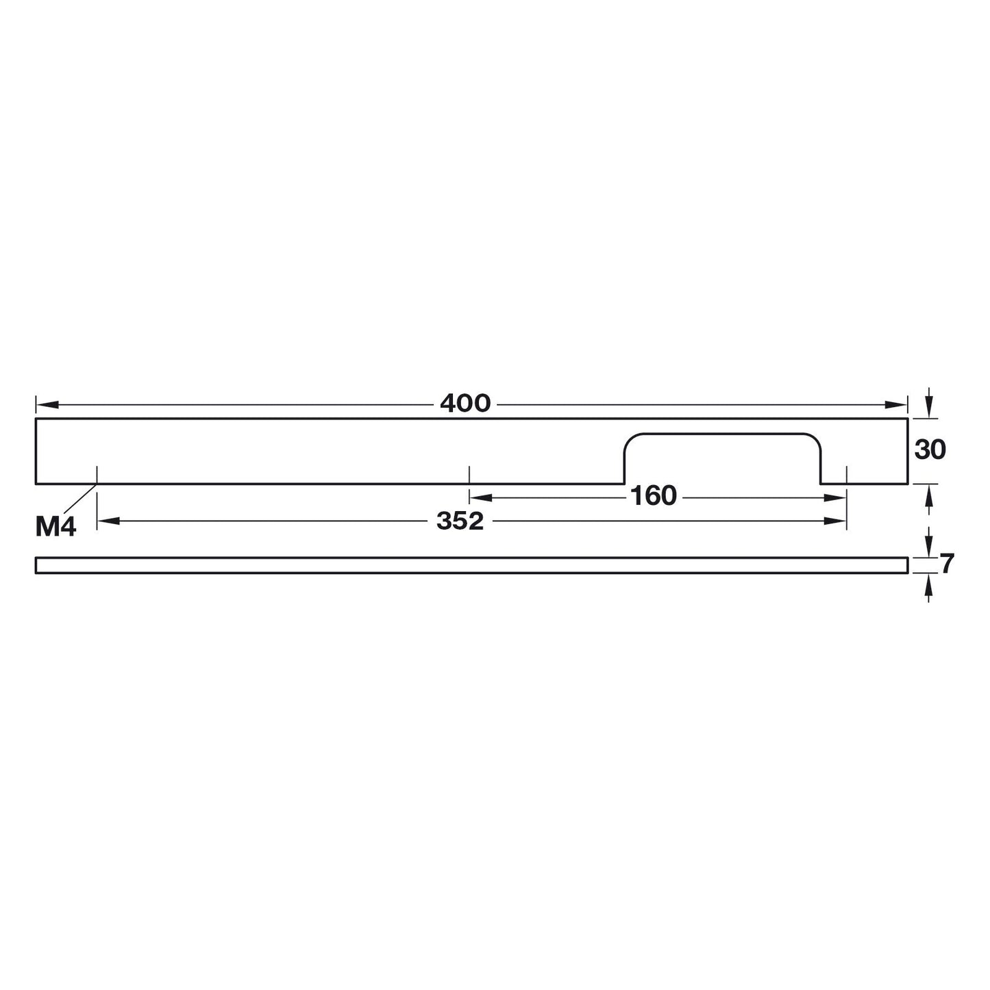 Hafele Neoteric Collection Asymmetrical Cabinet Handle - Illustration