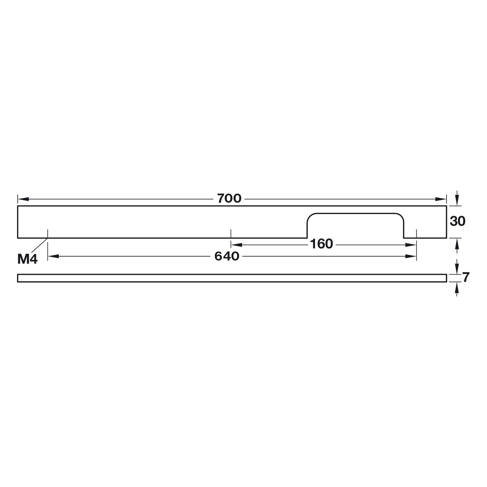 Hafele Neoteric Collection Asymmetrical Cabinet Handle - Illustration