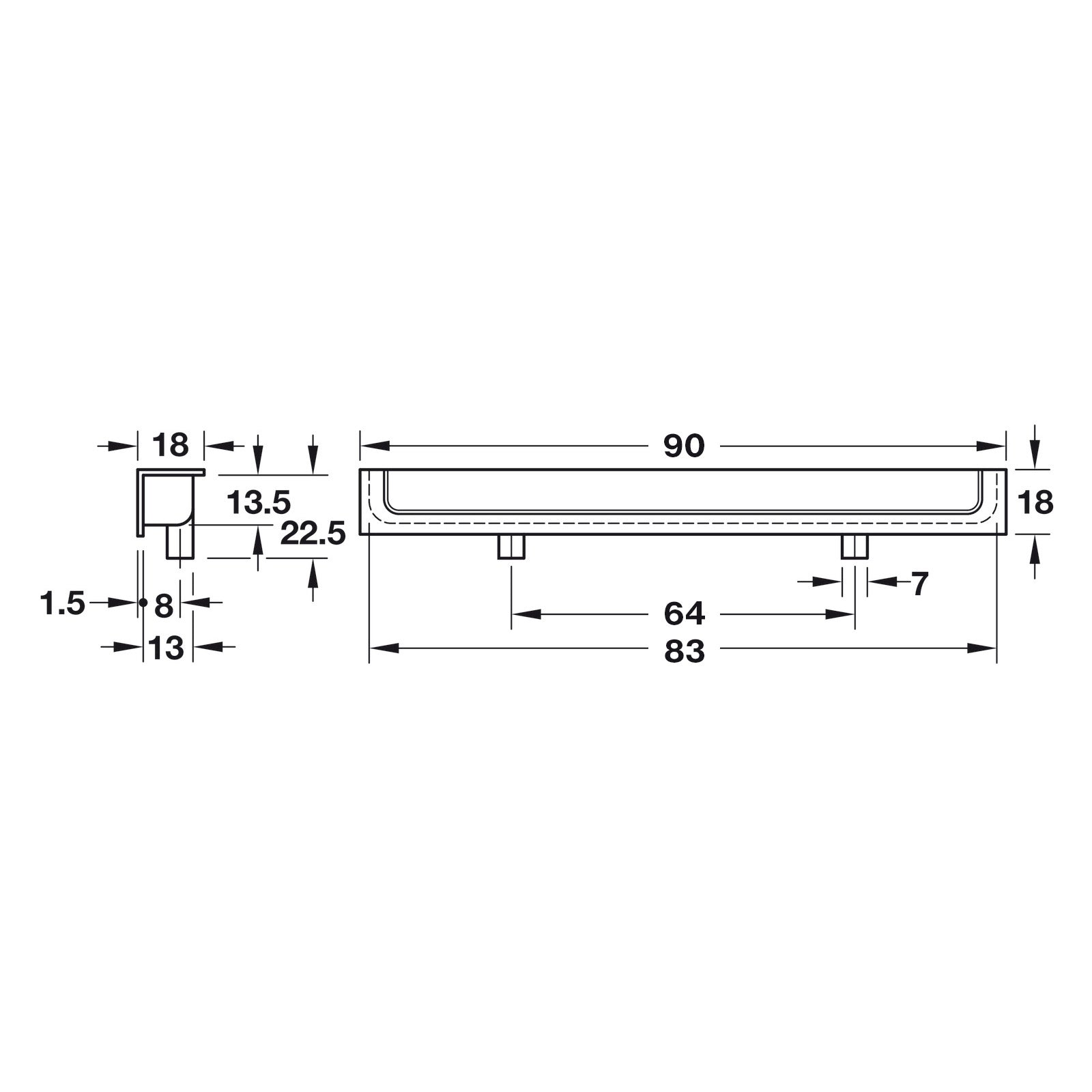 Hafele Spartan Cabinet Handle - Illustration