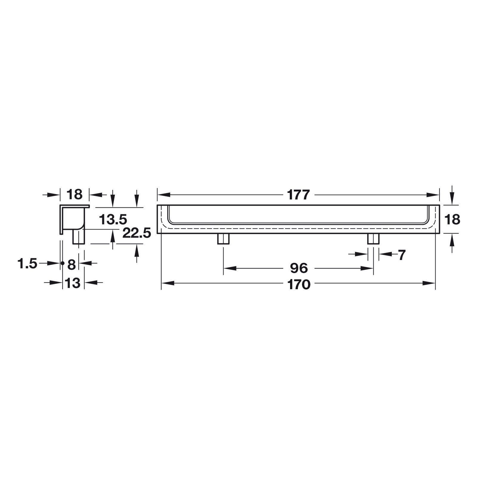 Hafele Spartan Cabinet Handle - Illustration