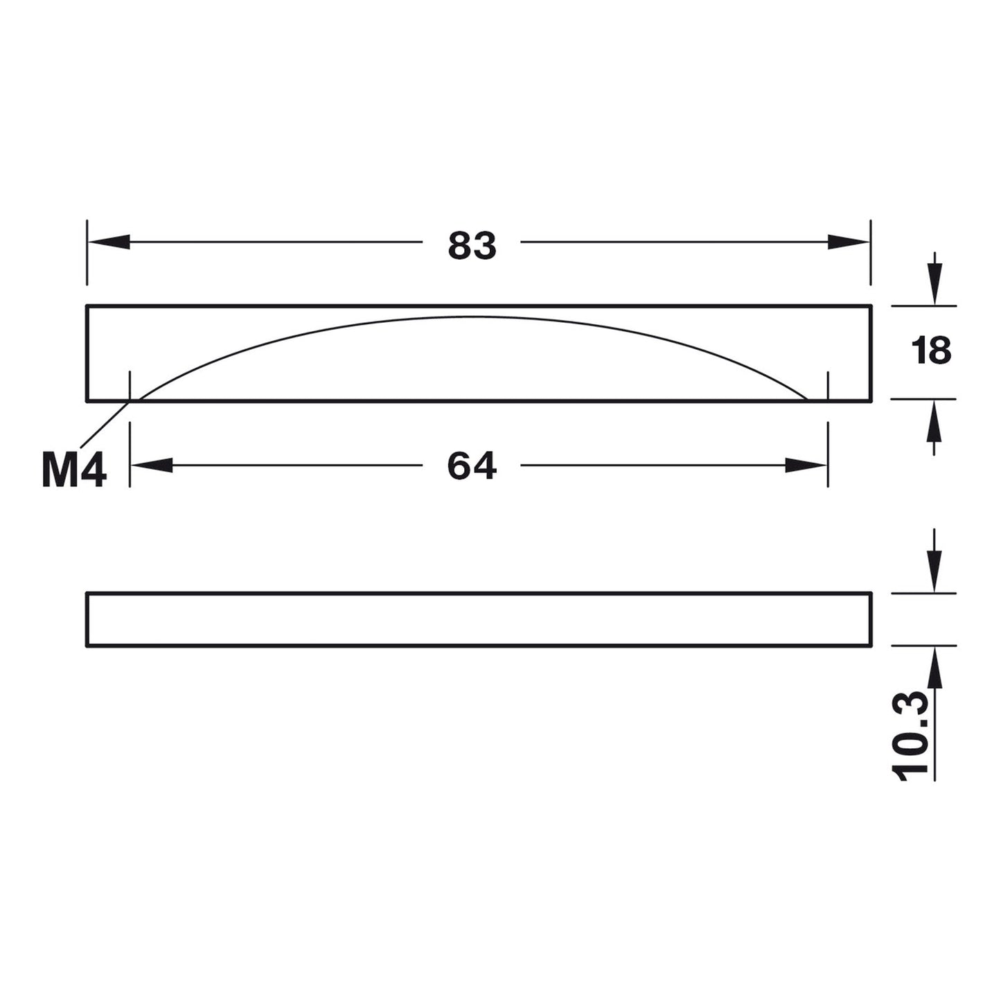 Hafele Zurich Cabinet Handle - Illustration