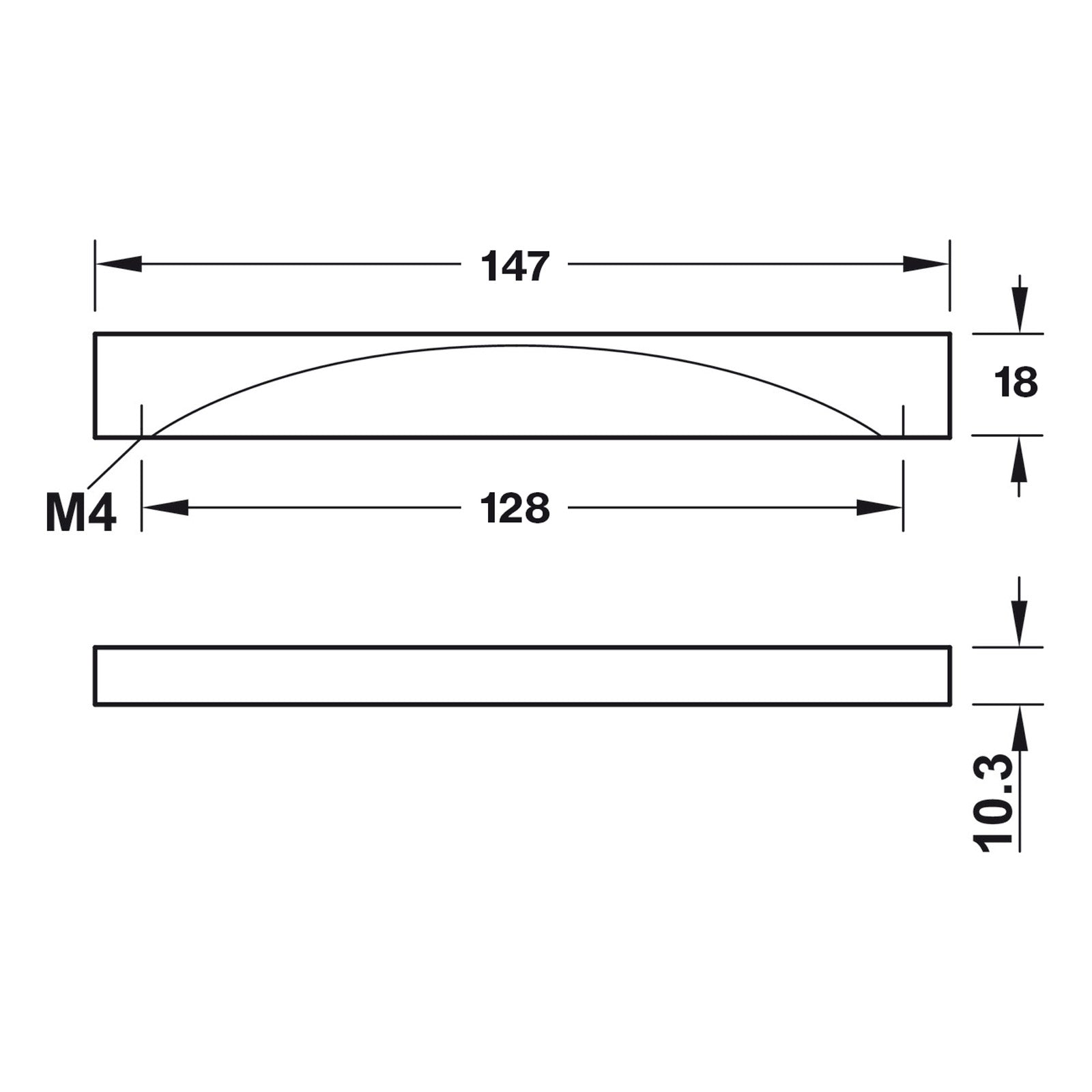 Hafele Zurich Cabinet Handle - Illustration