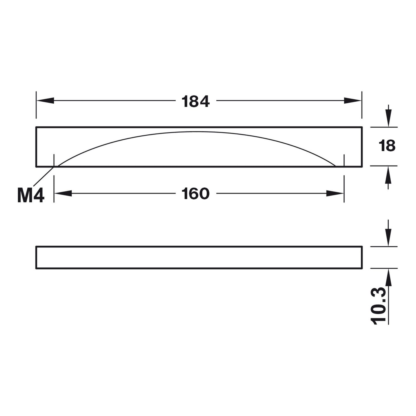 Hafele Zurich Cabinet Handle - Illustration