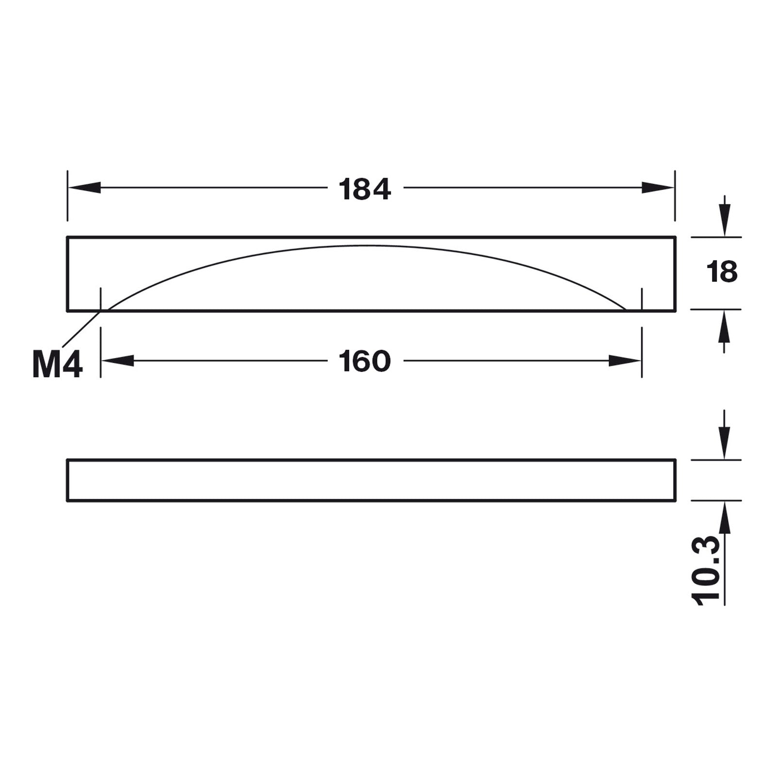 Hafele Zurich Cabinet Handle - Illustration