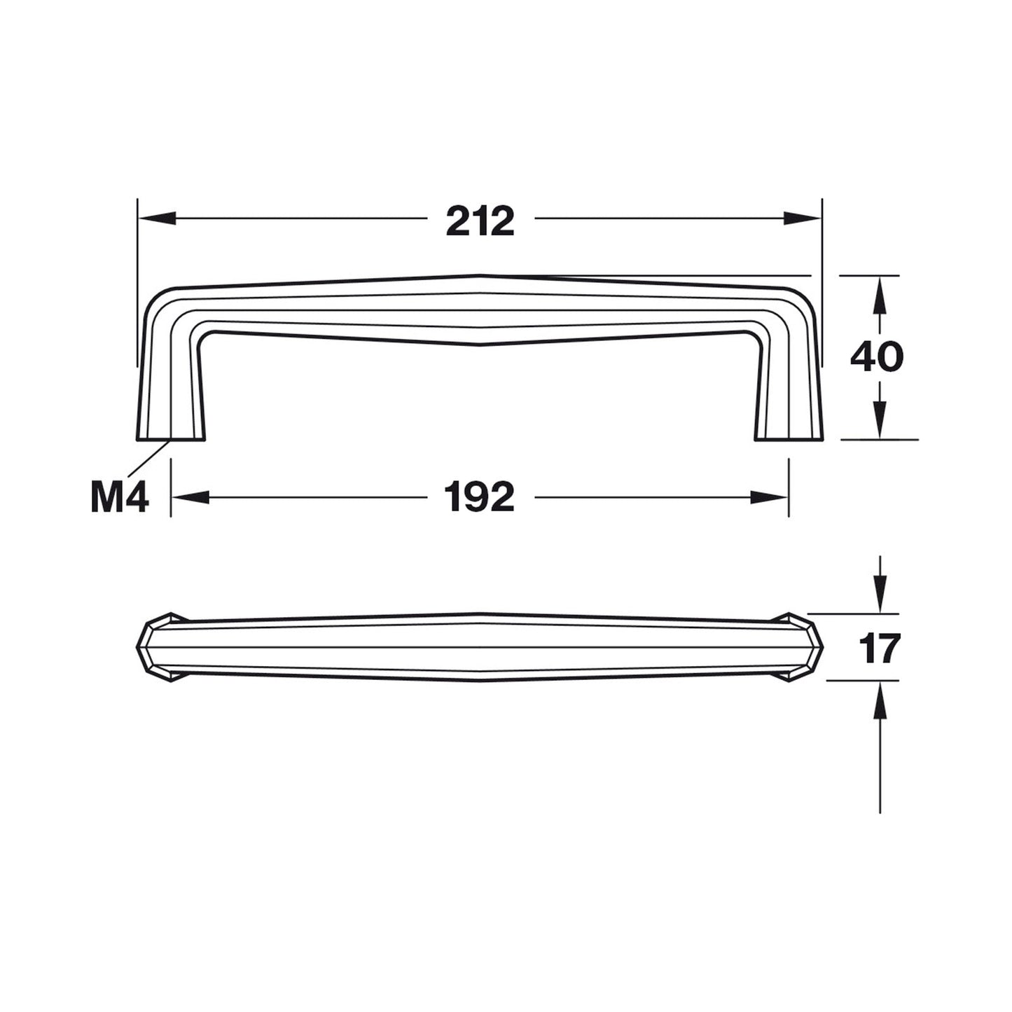 Hafele Zelda Cabinet Handle - Illustration