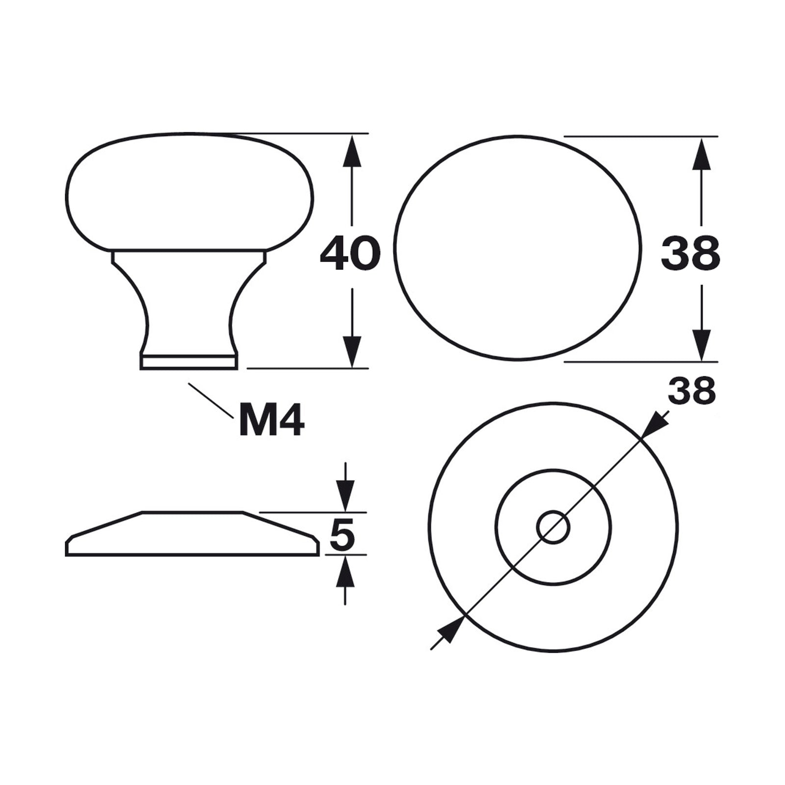 Hafele Mulberry Collection Cabinet Knob - Illustration