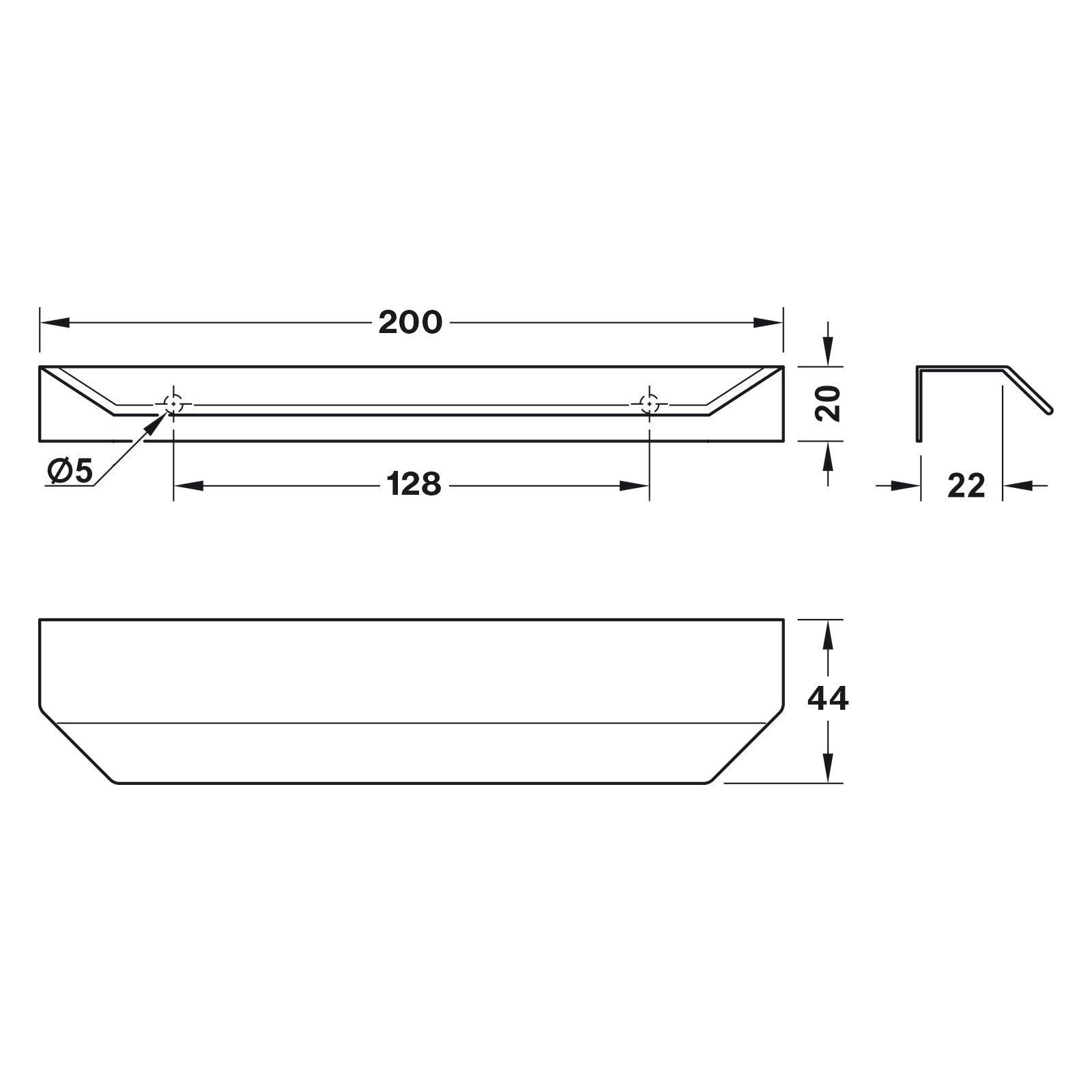 Hafele Manhattan Cabinet Handle - Illustration