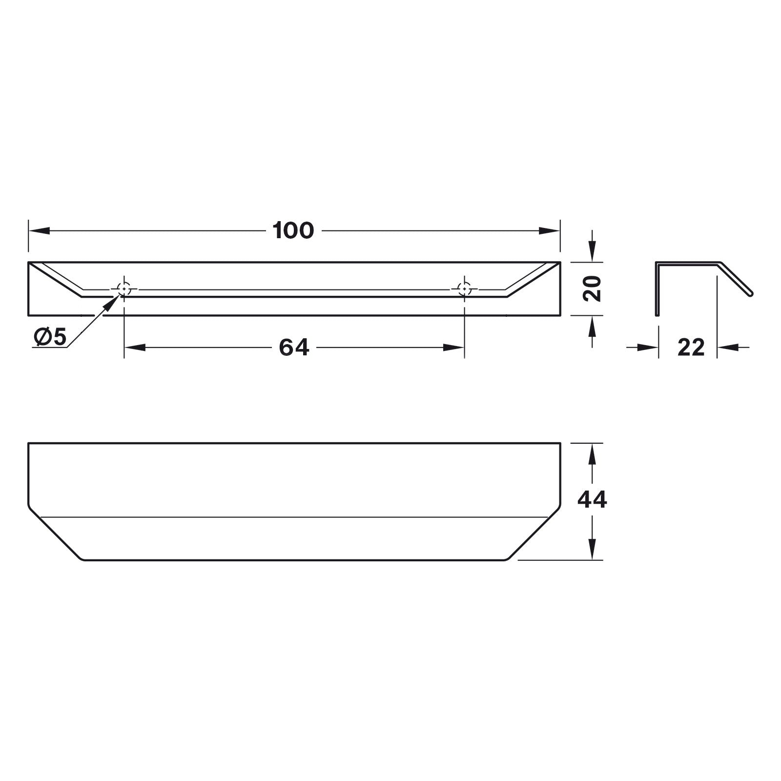 Hafele Manhattan Cabinet Handle - Illustration