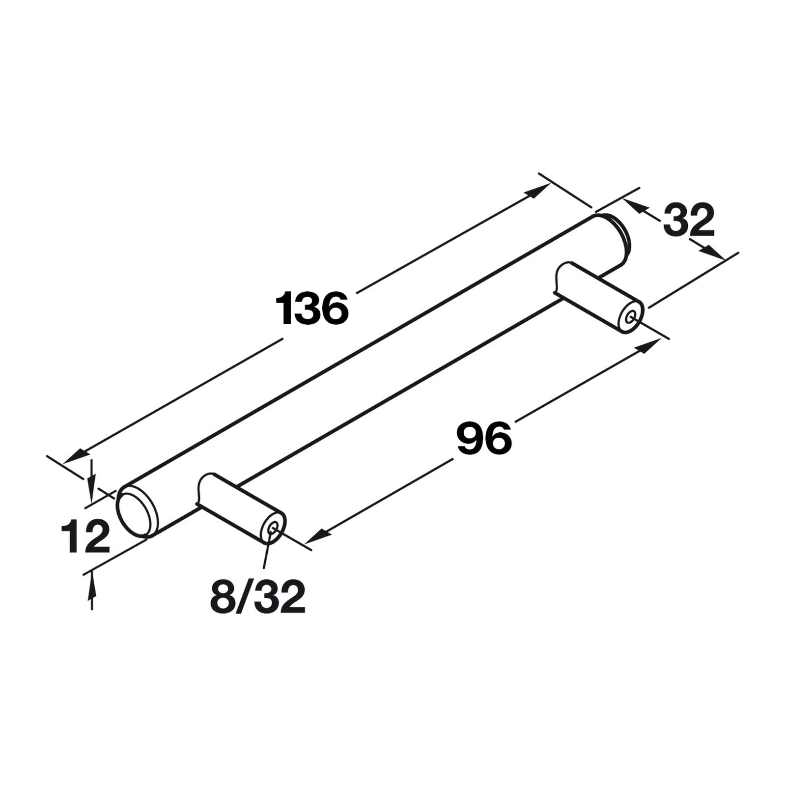 Hafele Cosmopolitan Bar Pull - Illustration 