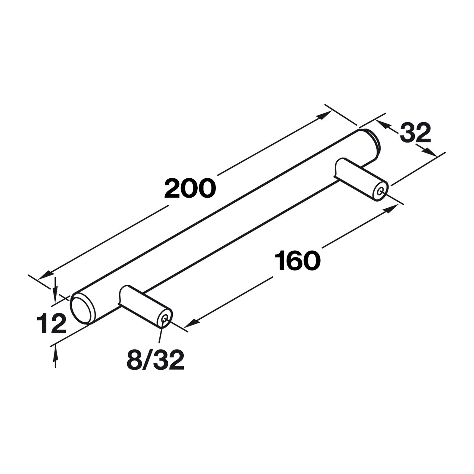 Hafele Cosmopolitan Bar Pull - Illustration 