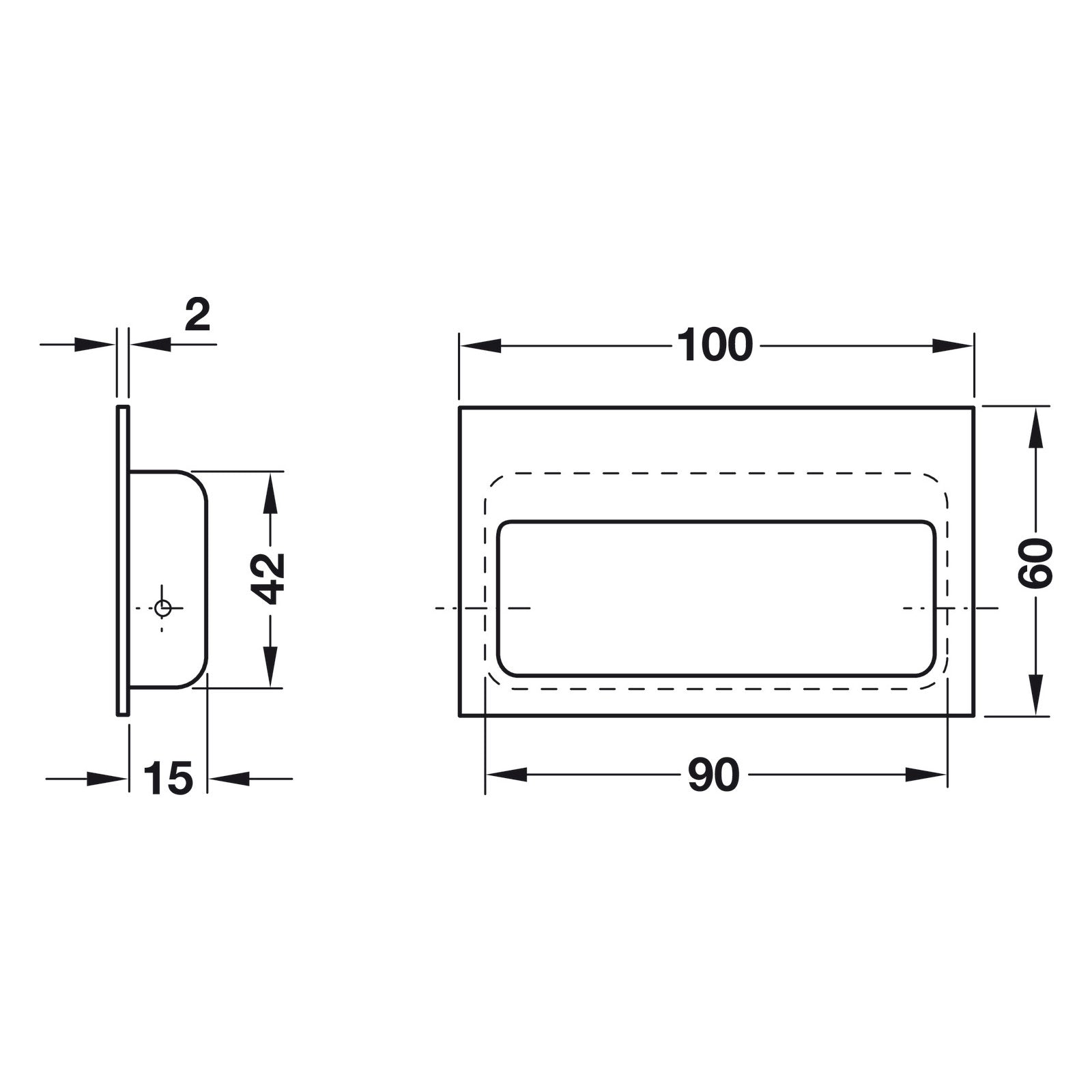 Hafele HEWI Polyamide Inset Handle - Illustration